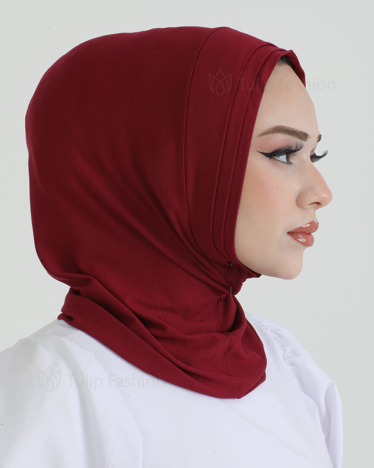 Hijab - Jersey Stripes One Piece - Maroon
