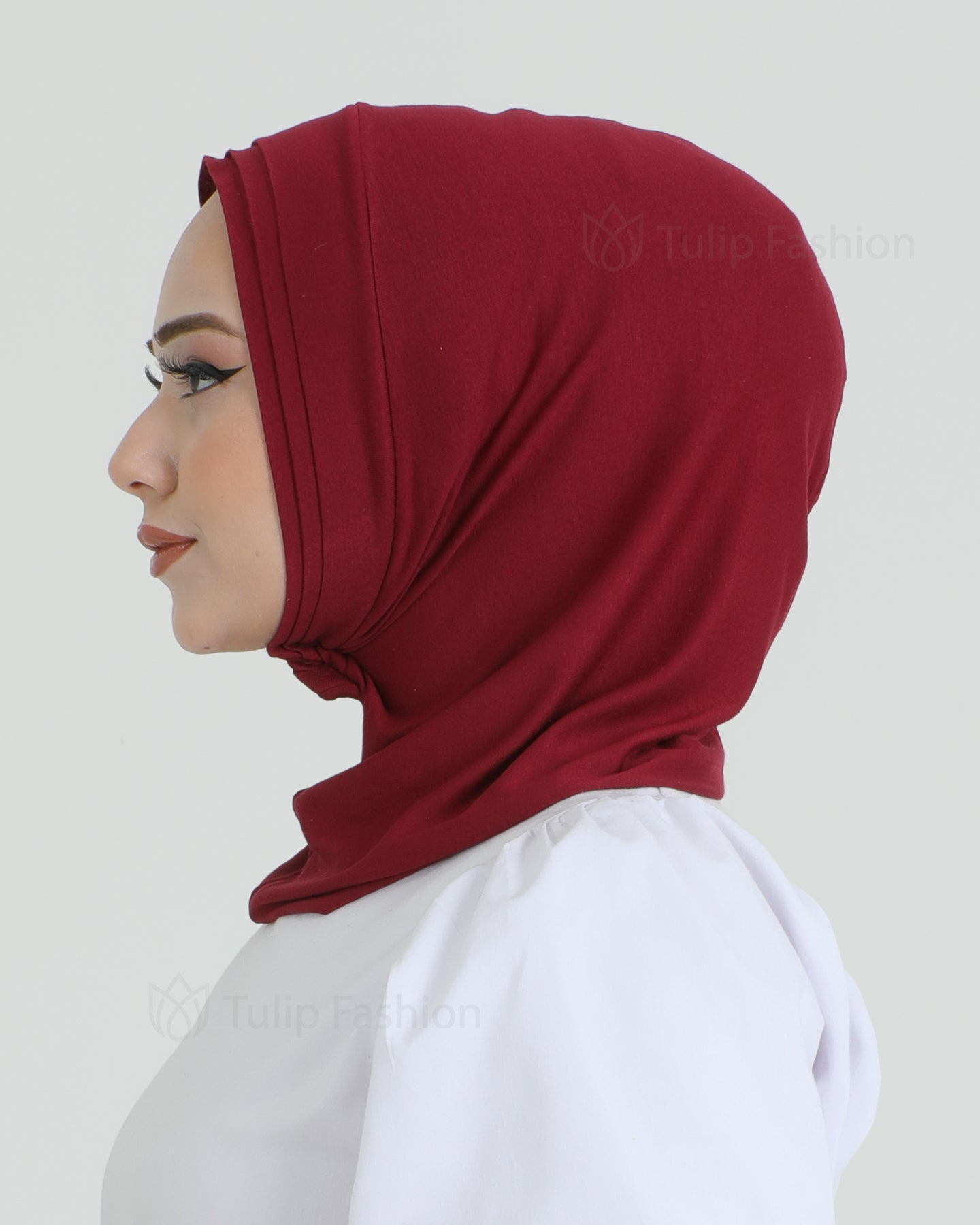 Hijab - Jersey Stripes One Piece - Maroon