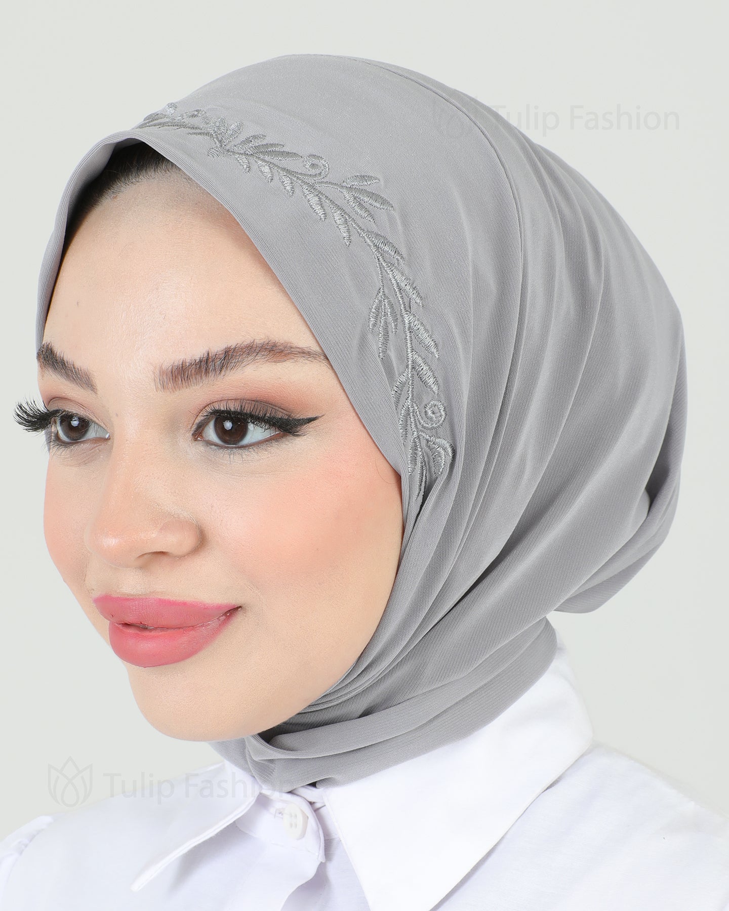 Hijab - Instant Lycra Leaf - Light Gray