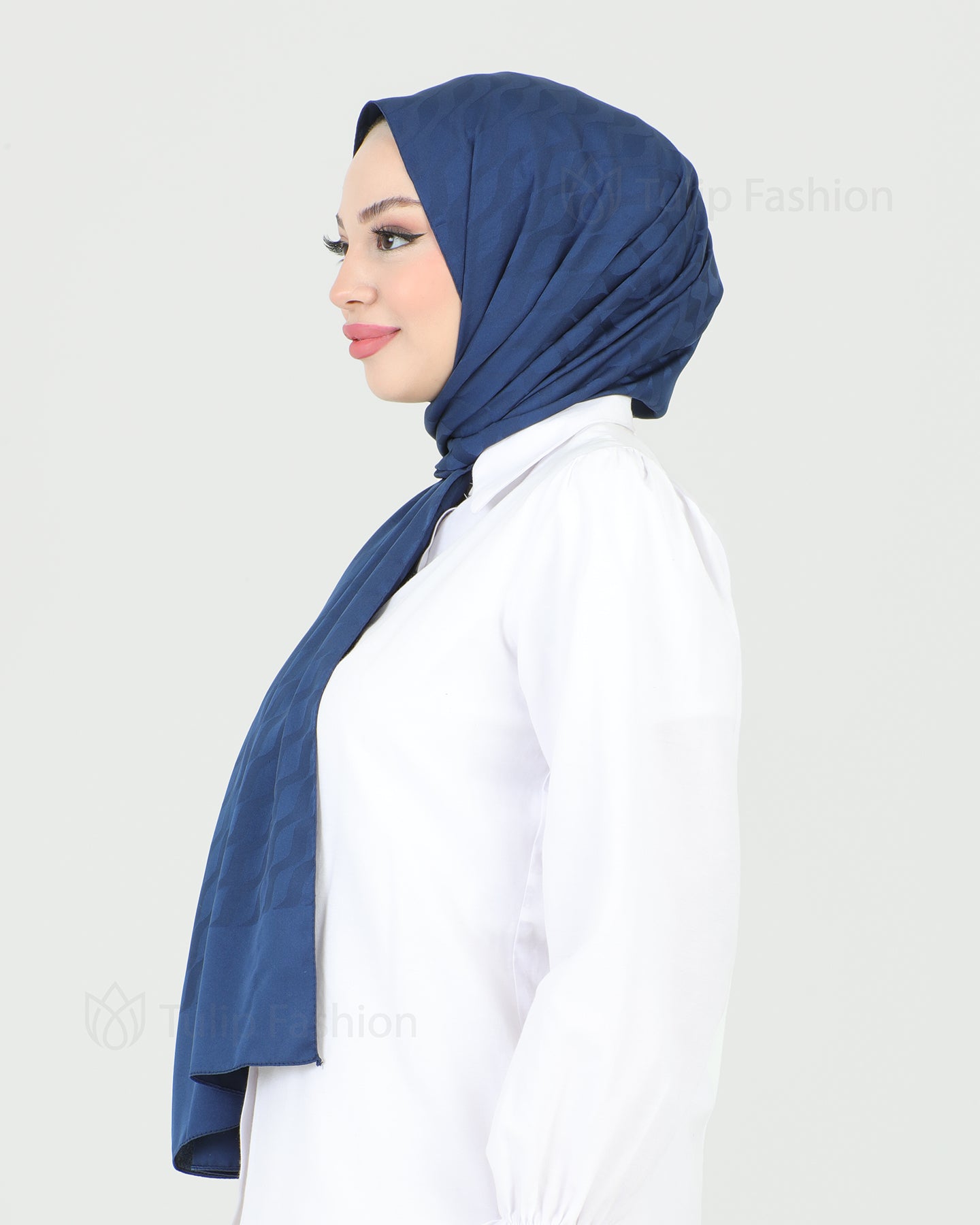 Hijab - Satin Waves - Midnight blue