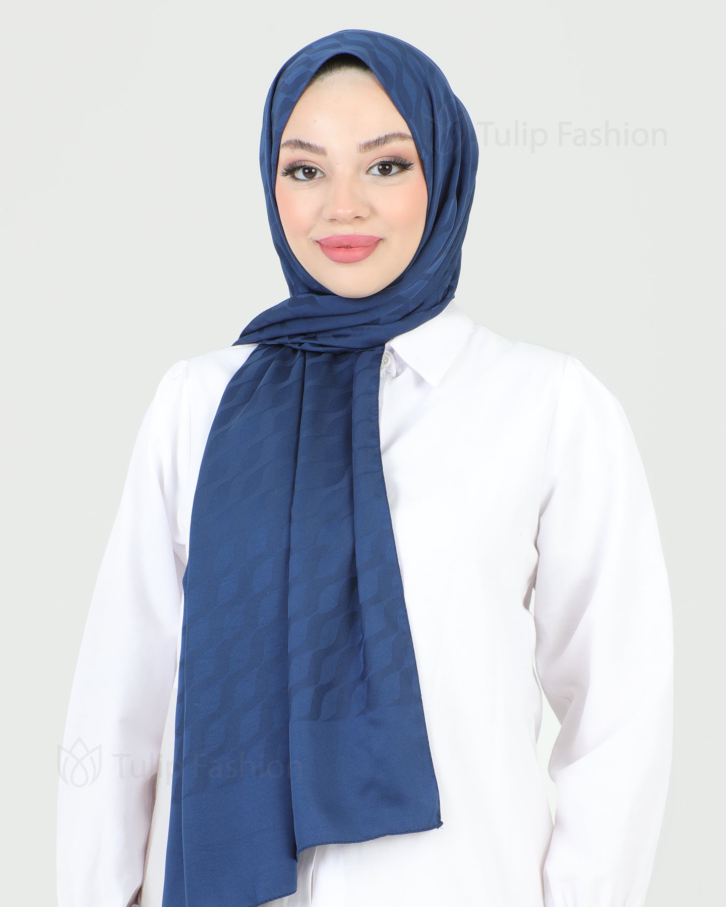 Hijab - Satin Waves - Midnight blue