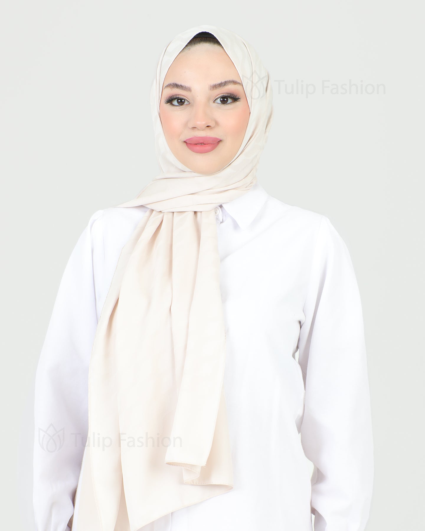 Hijab - Satin Waves - Light Beige