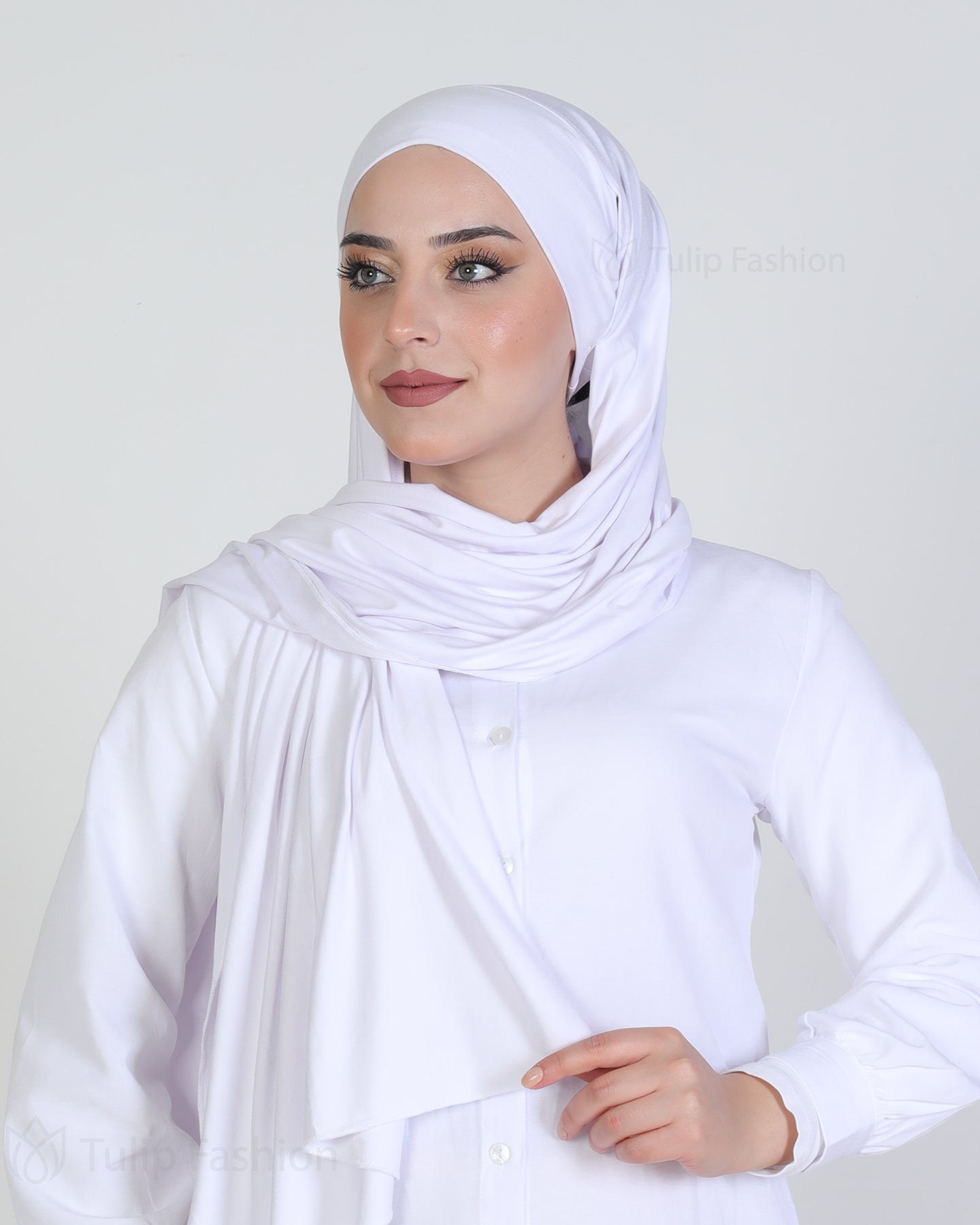 Hijab - Jersey with band - White