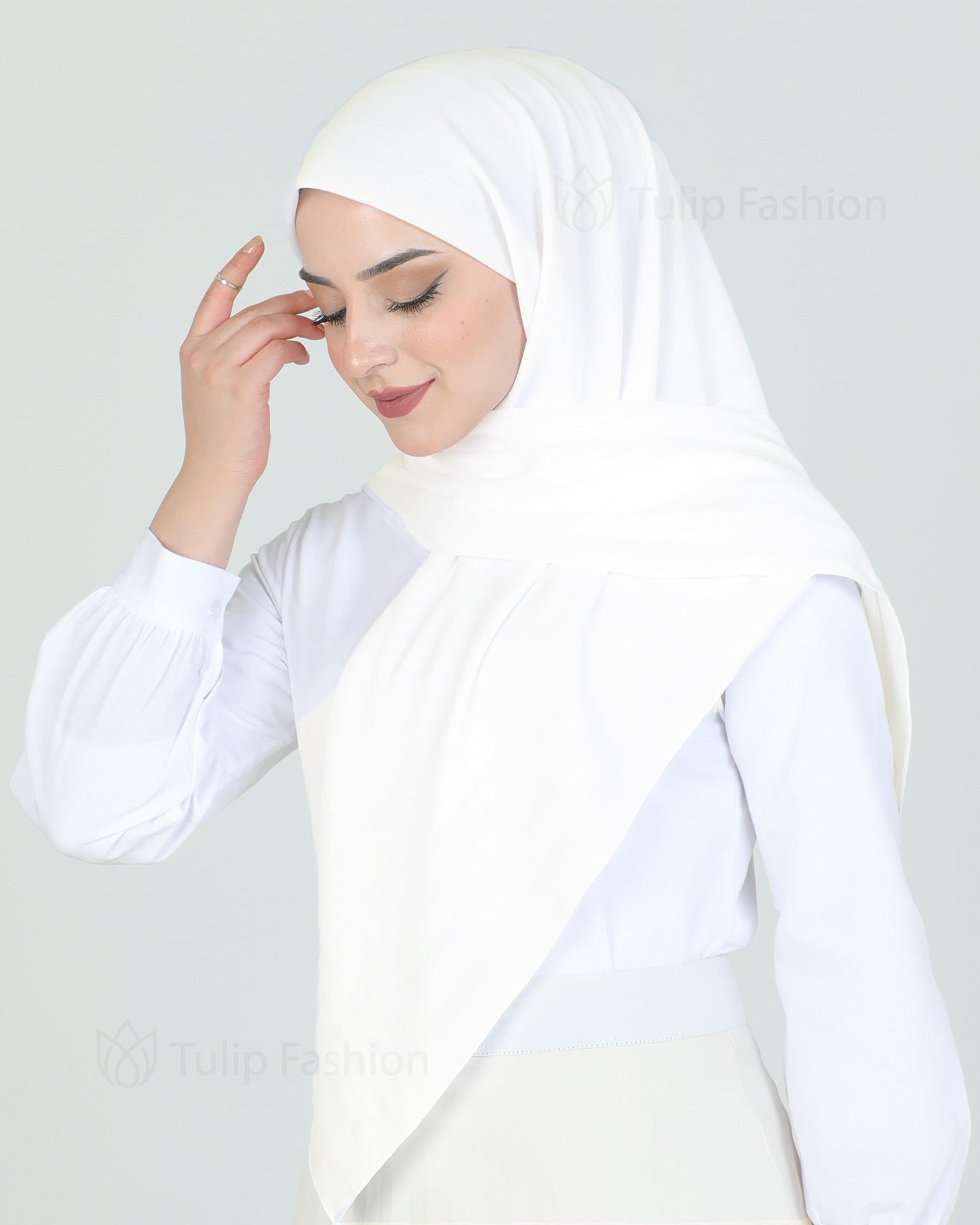 Hijab - chiffon stripes 120 cm - Off-White