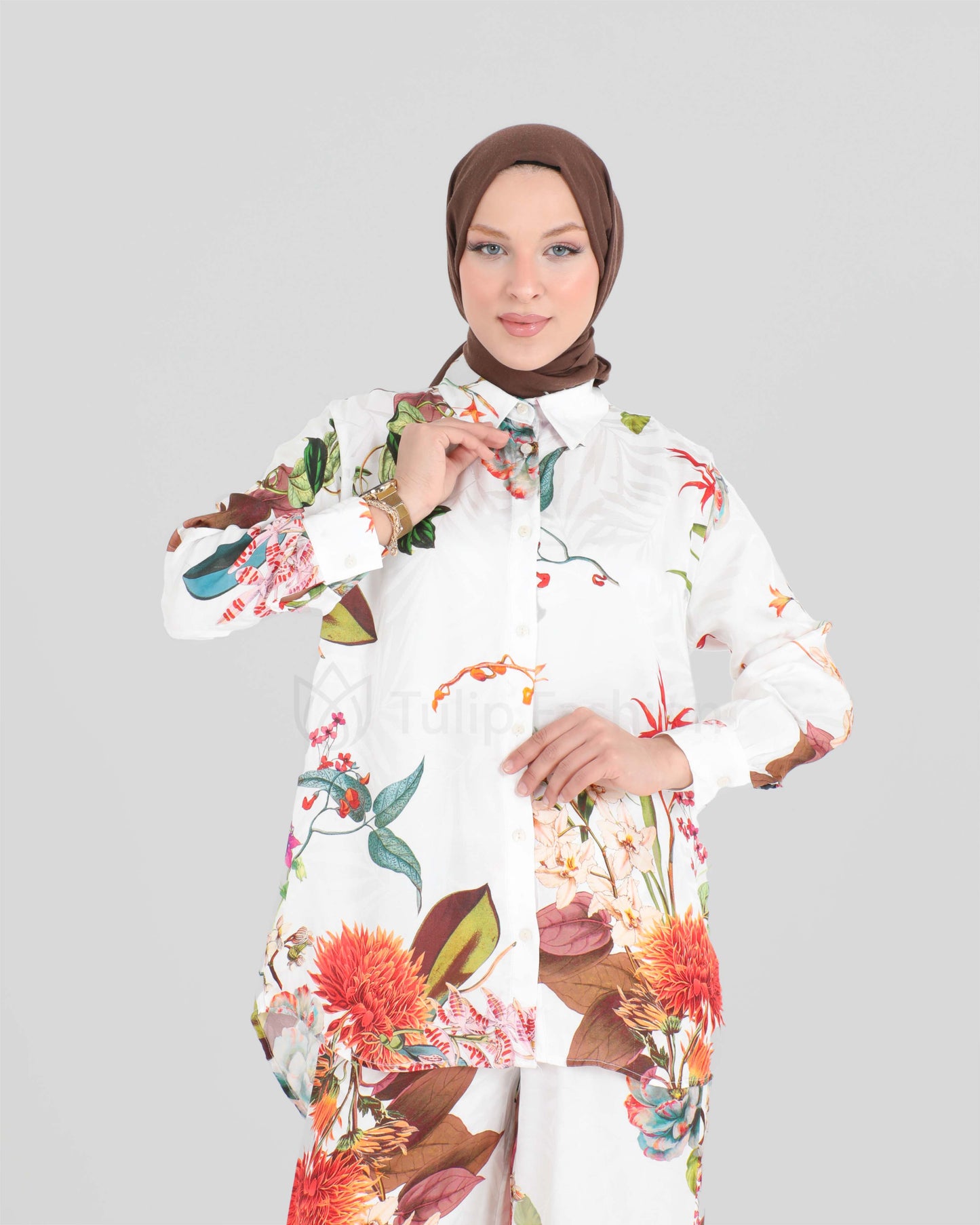 Shirt set with pants - White