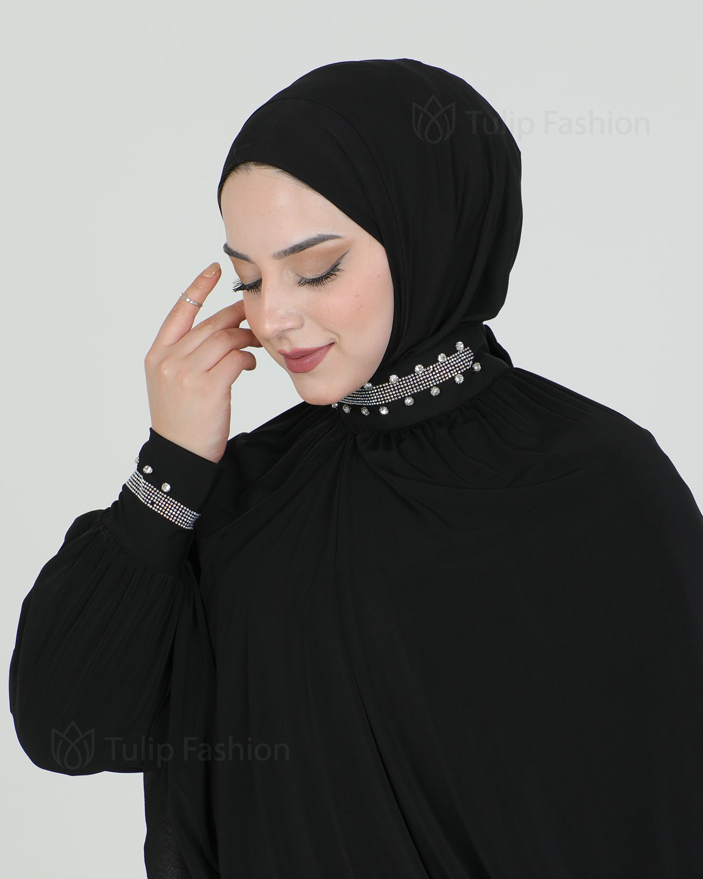 Hijab - Instant Lycra with arms - Black