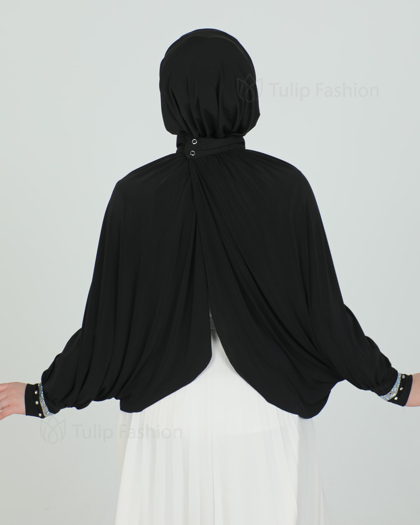 Hijab - Instant Lycra with arms - Black