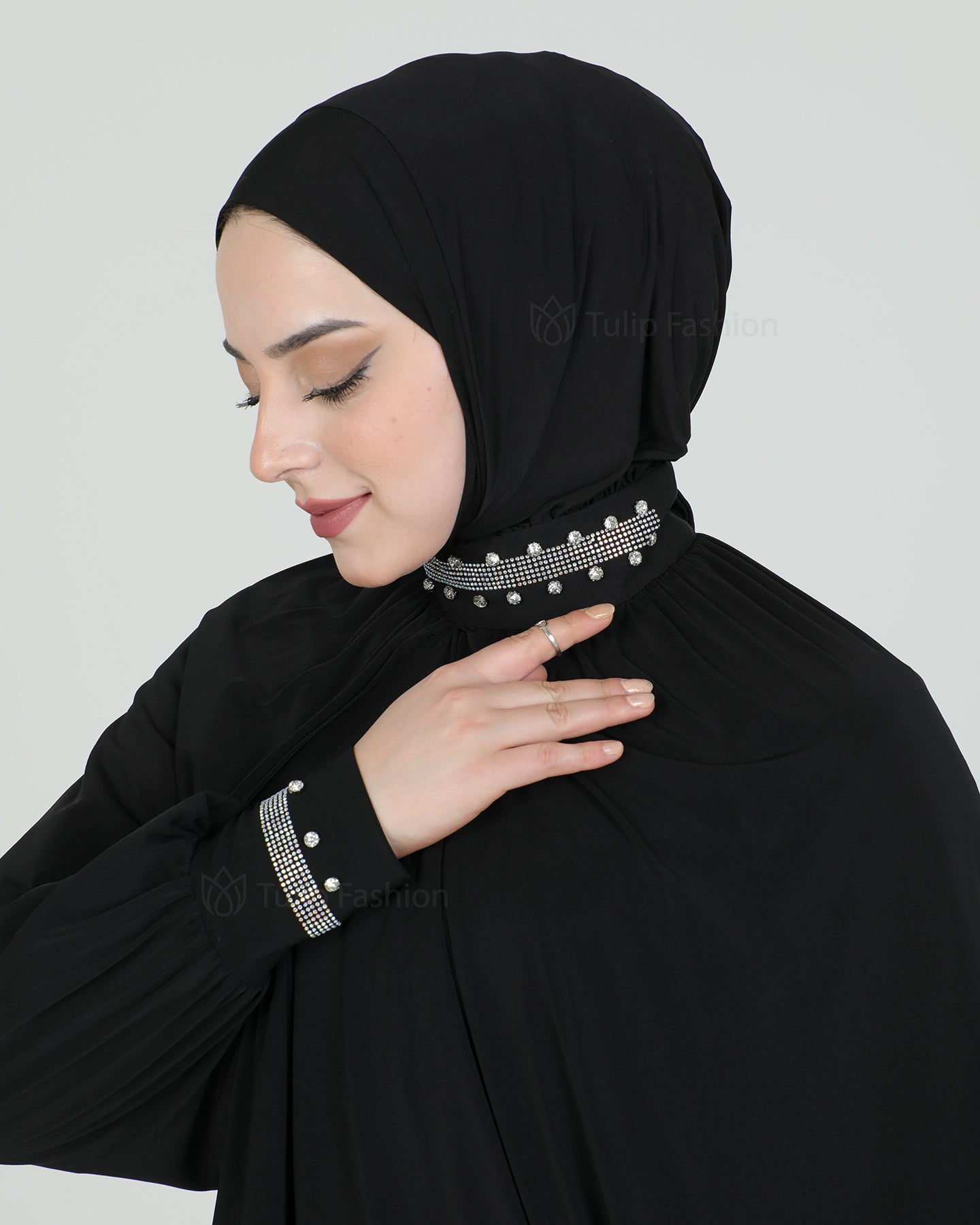 Hijab - Instant Lycra with arms - Black