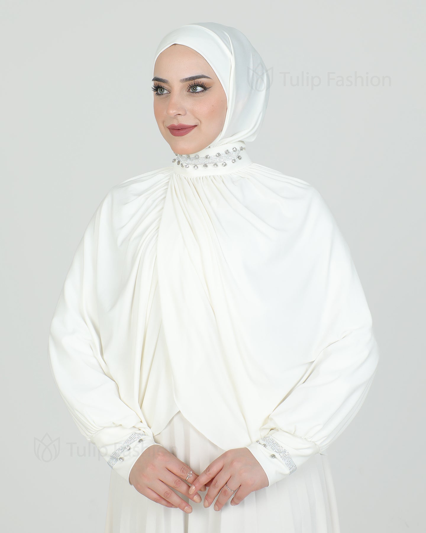 Hijab - Instant Lycra with arms - Off-White