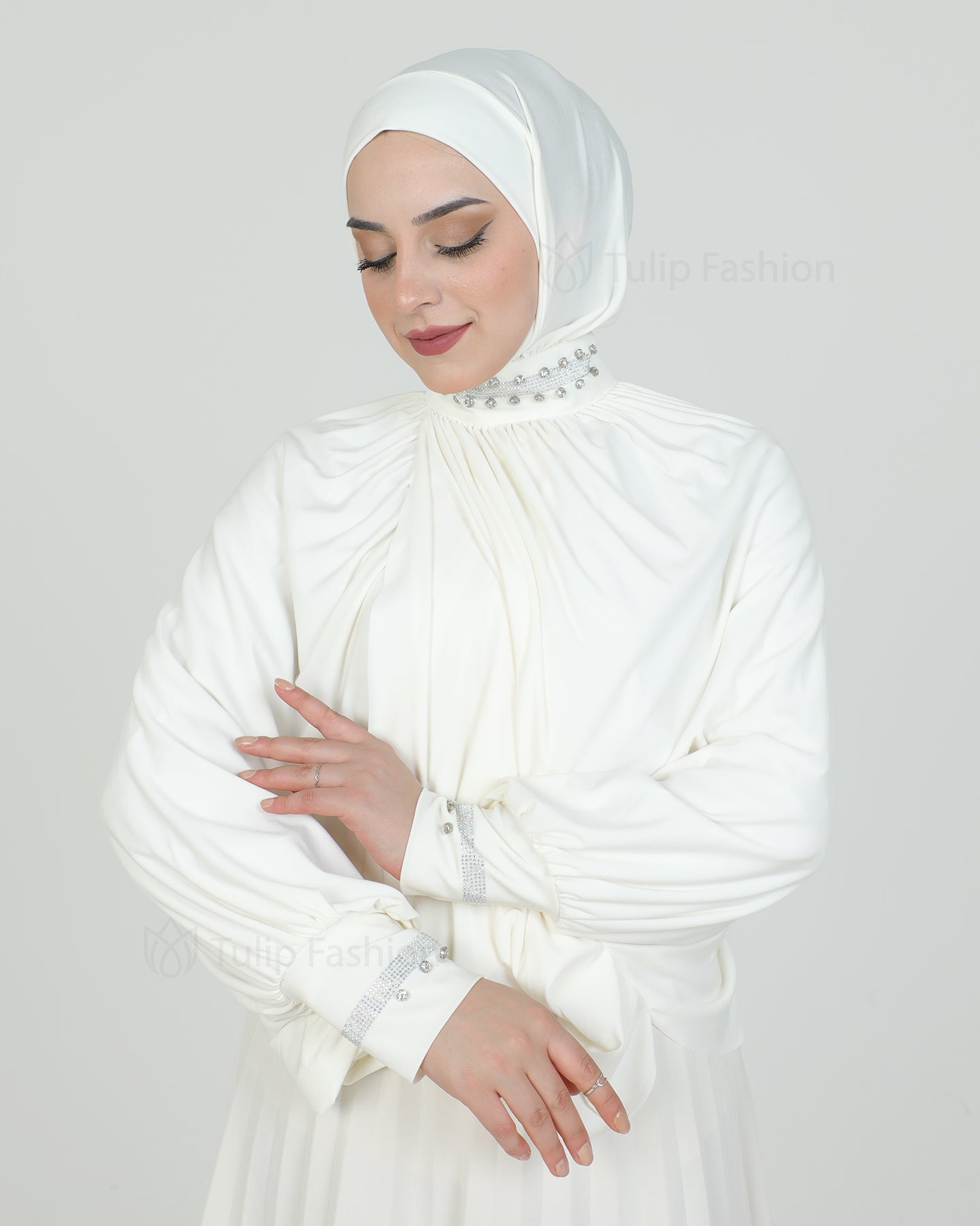 Hijab - Instant Lycra with arms - Off-White