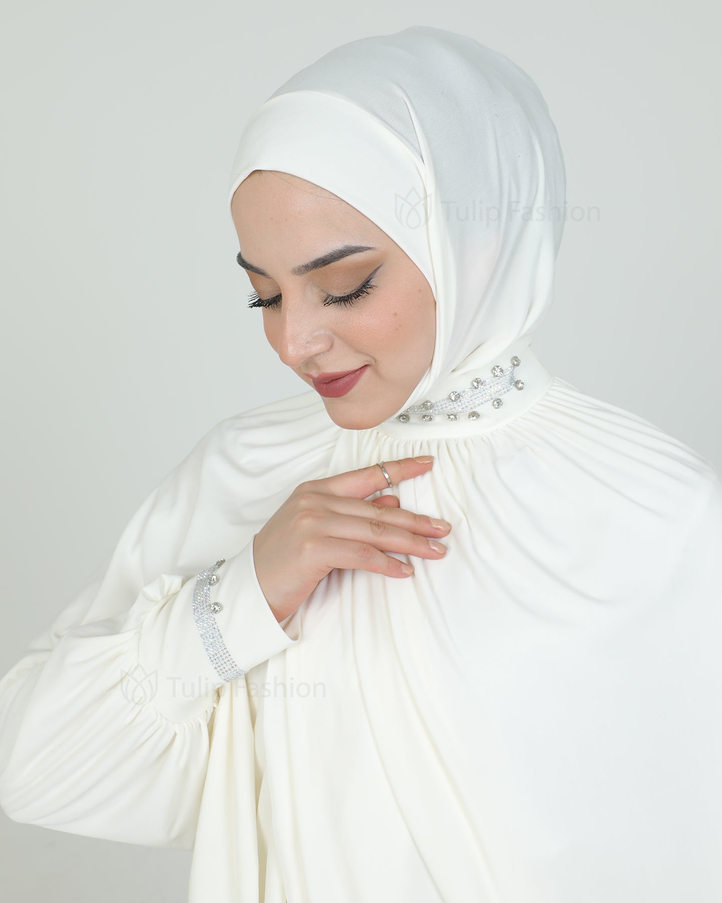 Hijab - Instant Lycra with arms - Off-White
