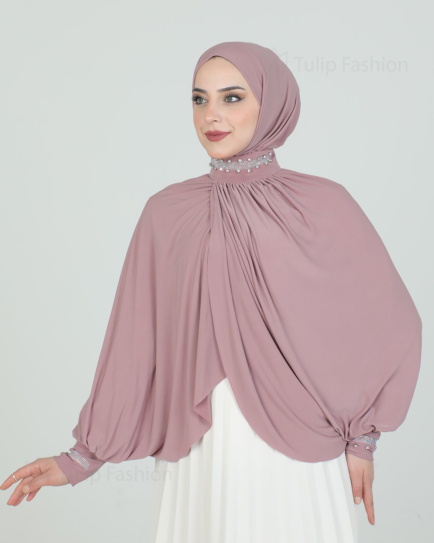 Hijab - Instant Lycra with arms - Light Pink