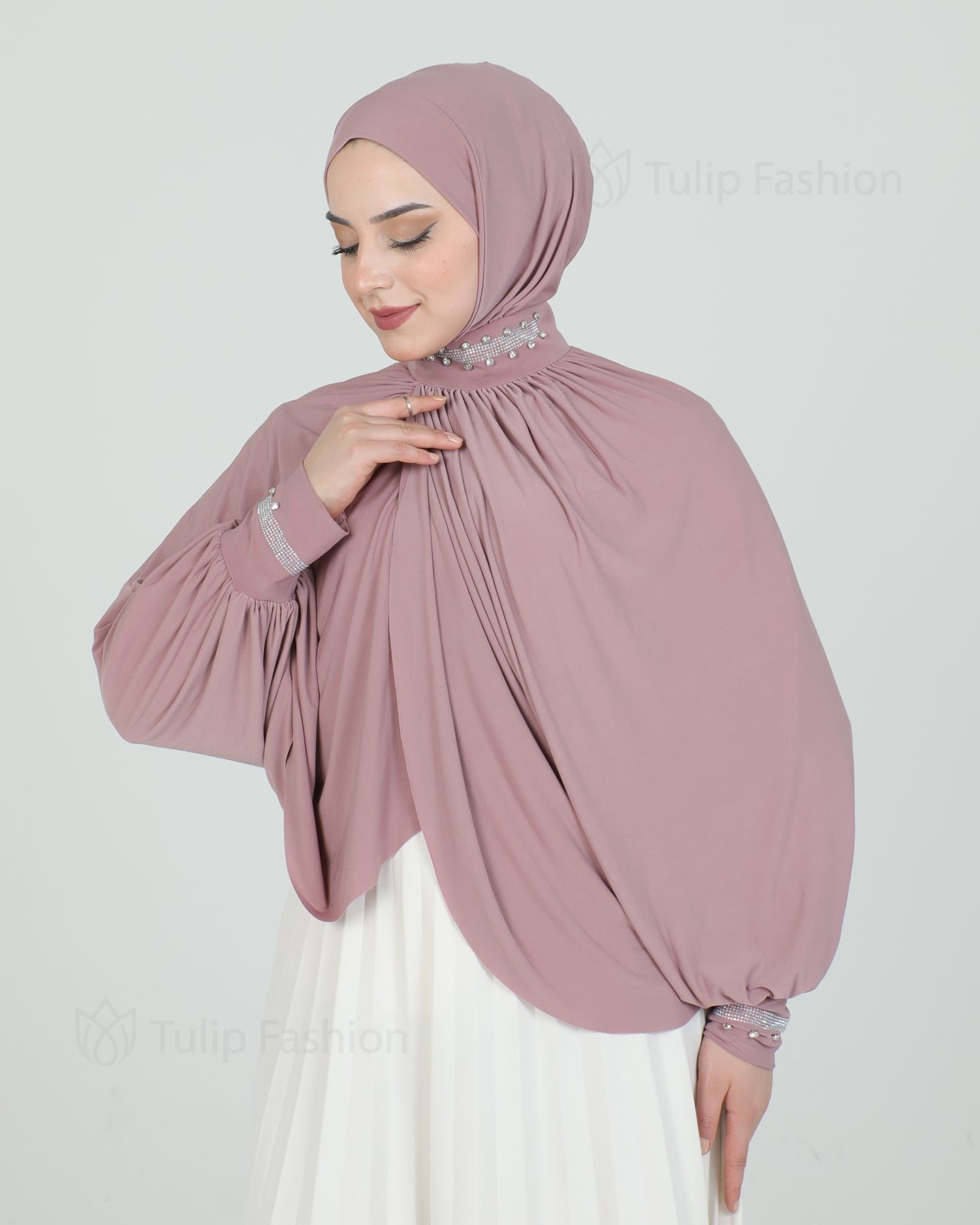 Hijab - Instant Lycra with arms - Light Pink
