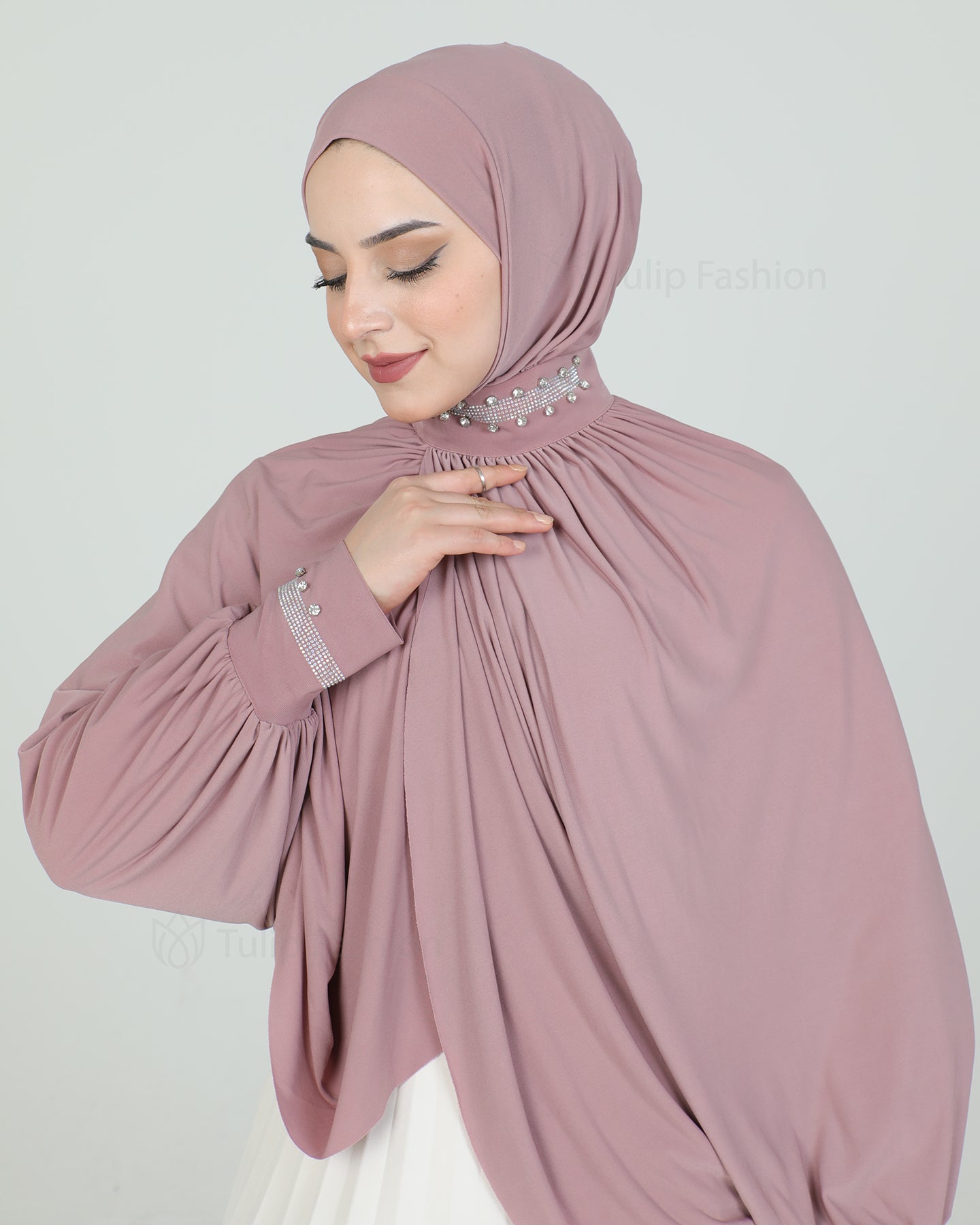 Hijab - Instant Lycra with arms - Light Pink