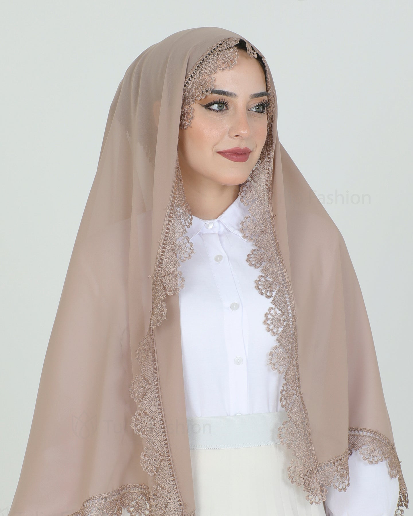 Hijab - chiffon Dantelle - Nude Beige