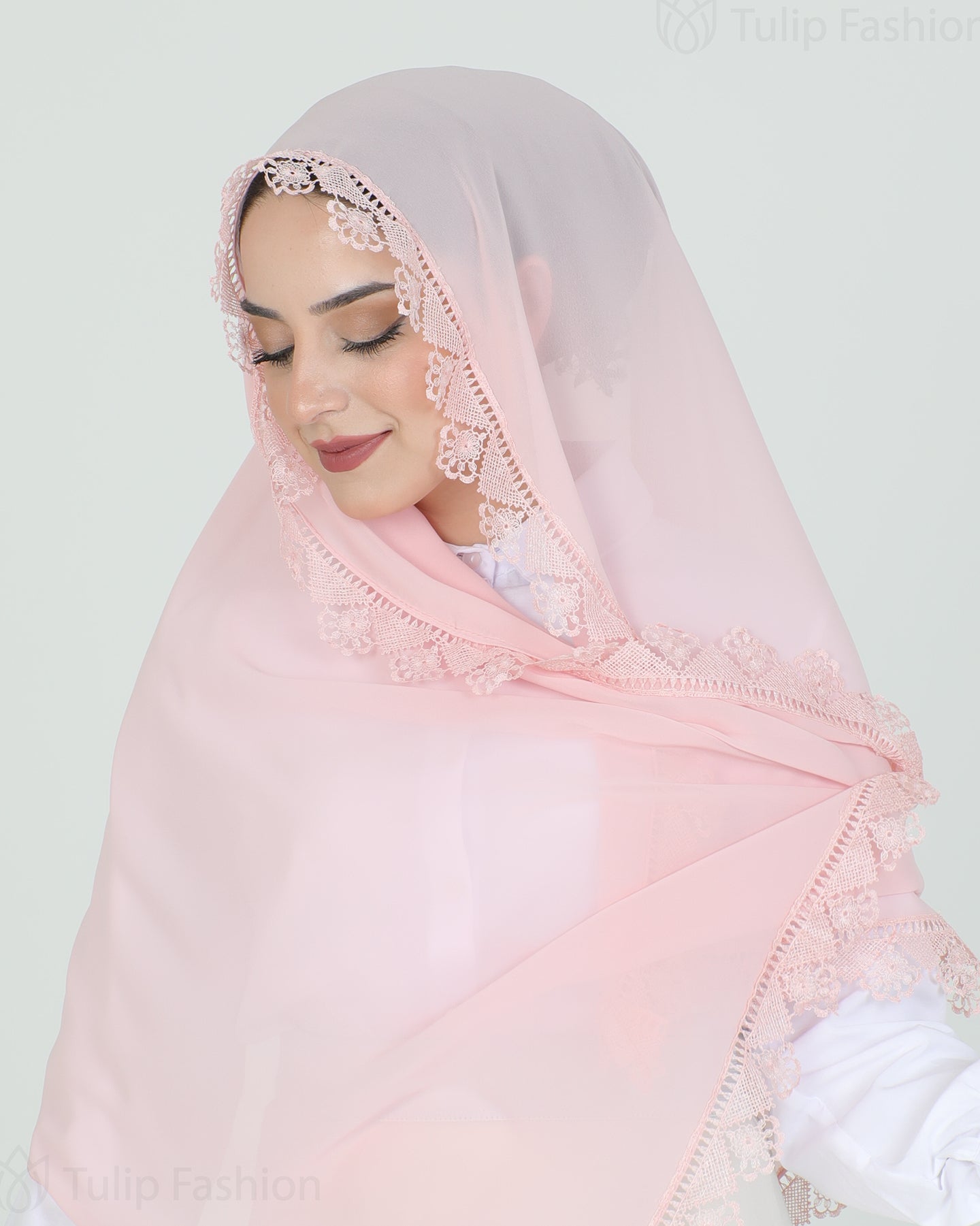 Hijab - chiffon Dantelle - Light Pink