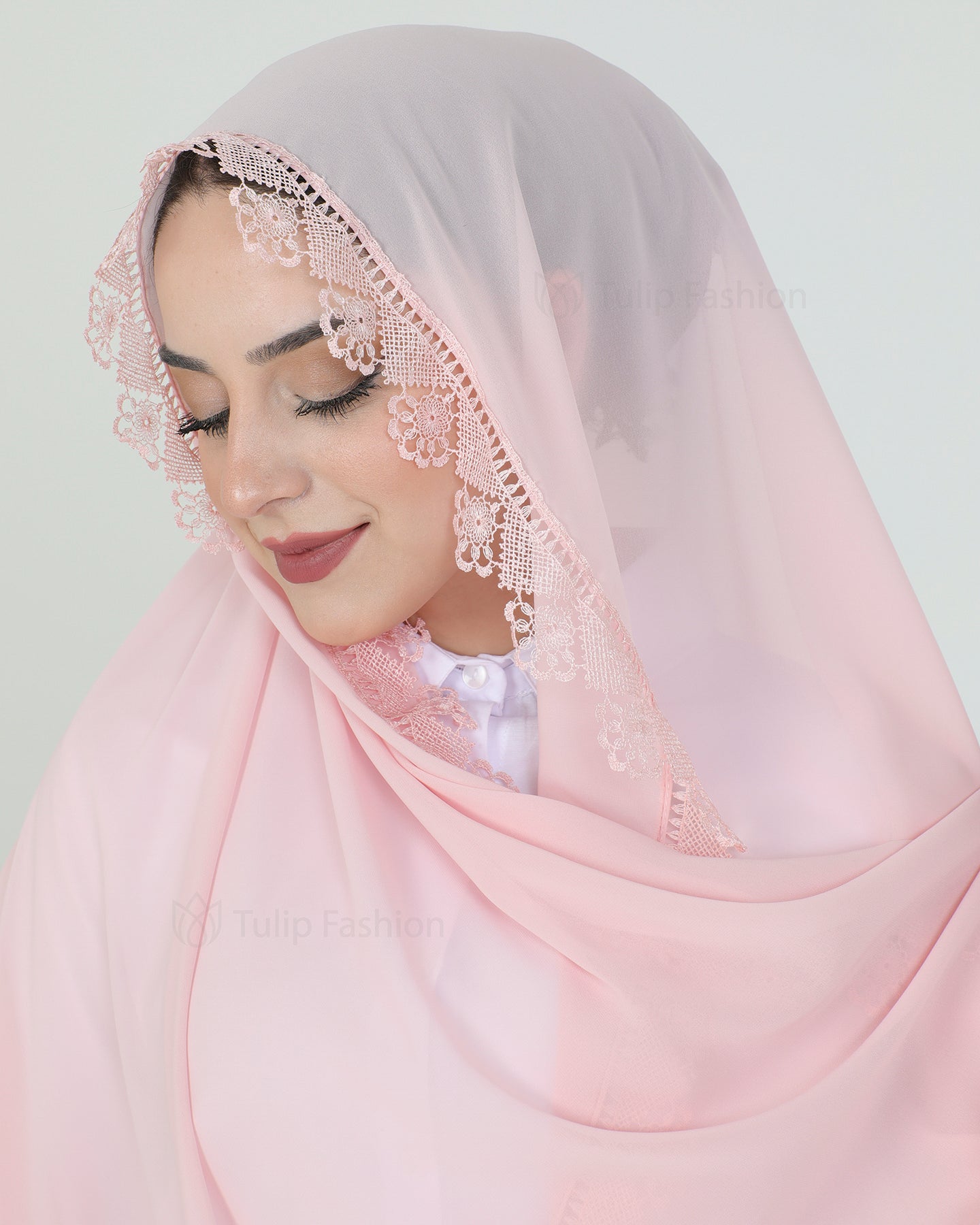 Hijab - chiffon Dantelle - Light Pink