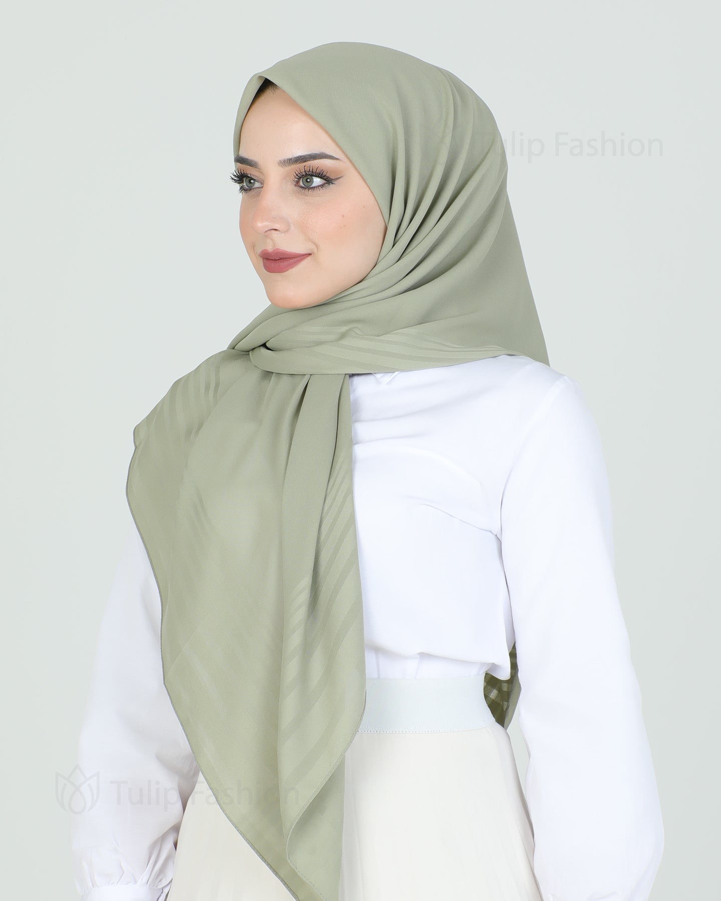 Hijab - chiffon stripes 120 cm - Pistachio Green