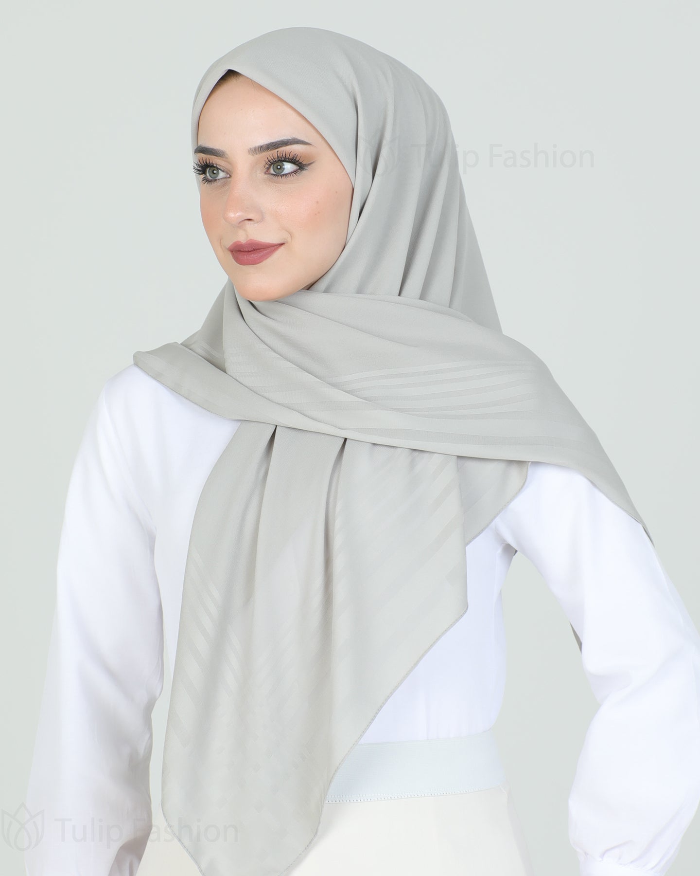 Hijab - chiffon stripes 120 cm - Gray