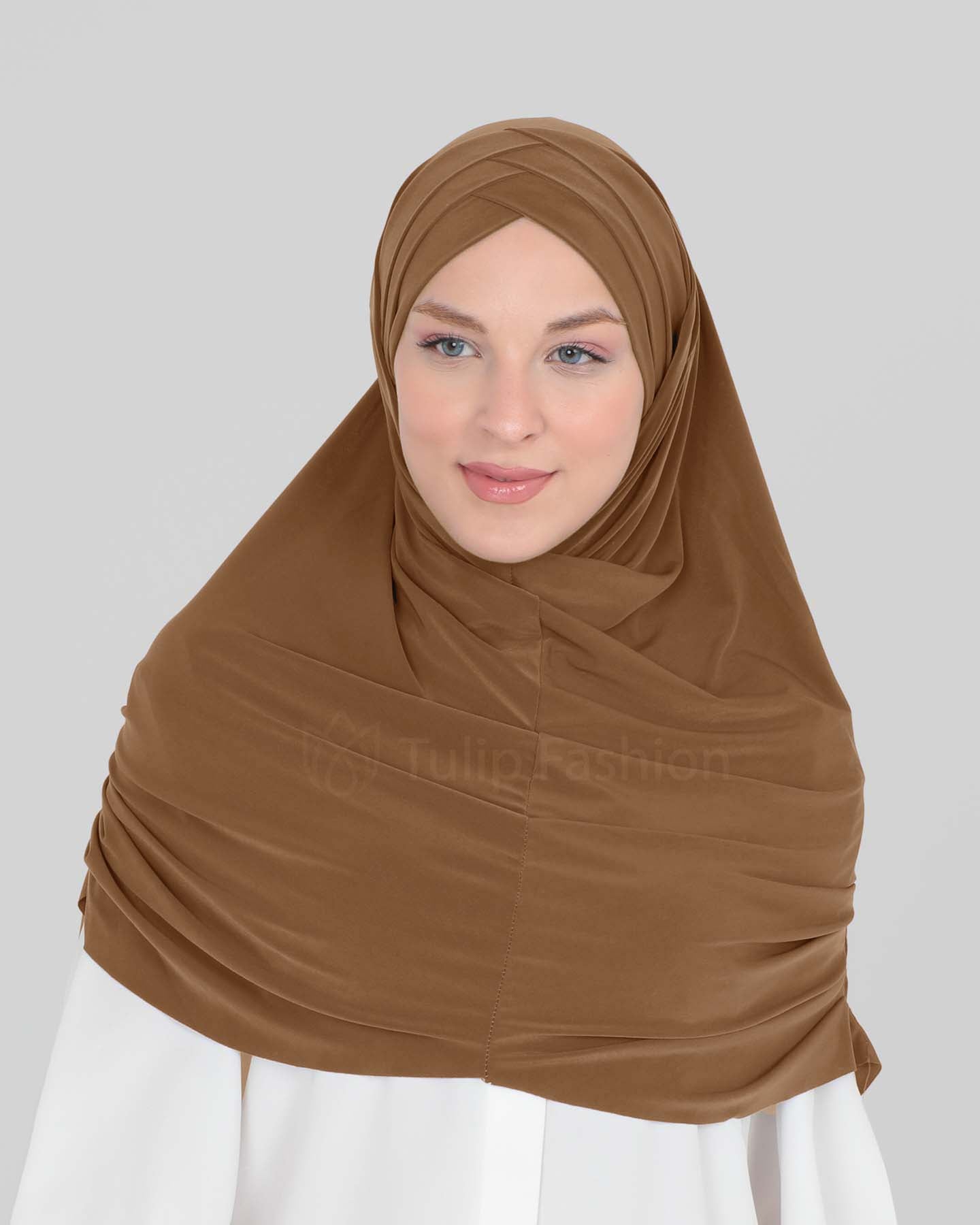 Hijab - Al Amira cross with cap - Caramel Brown