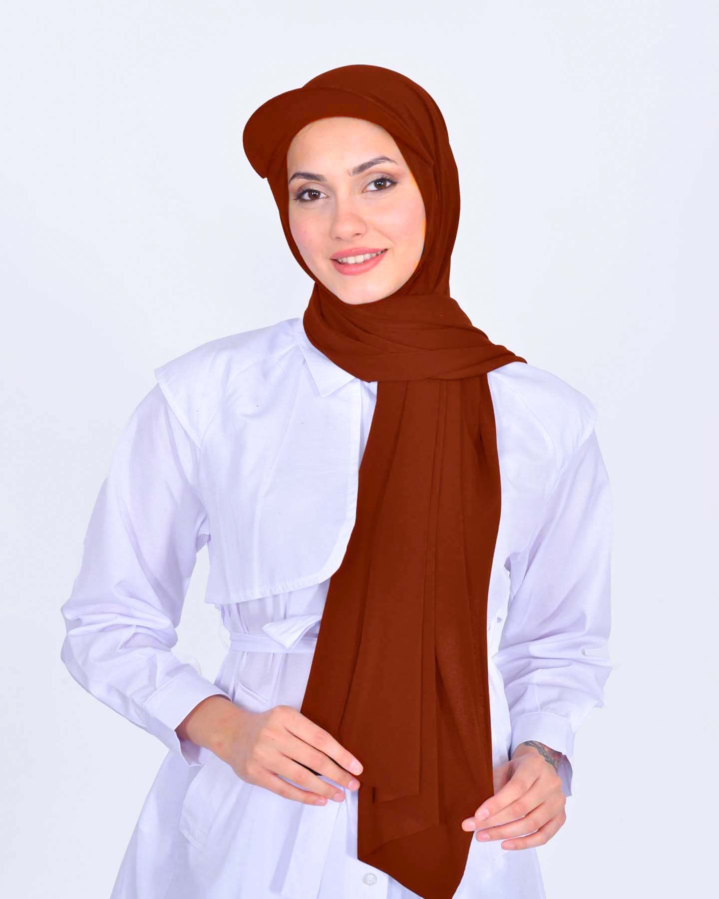 Hijab - Lycra Instant With Cap - Firebrick