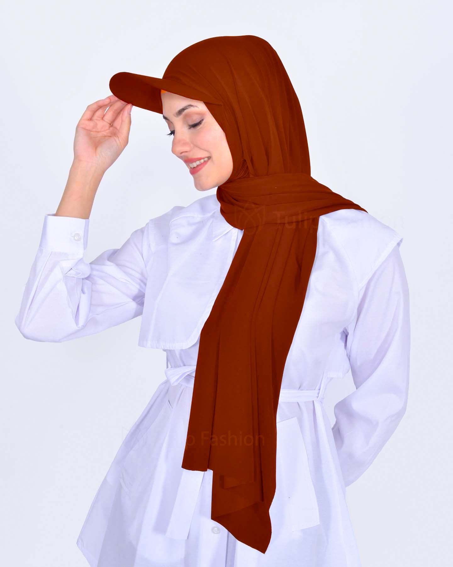 Hijab - Lycra Instant With Cap - Firebrick