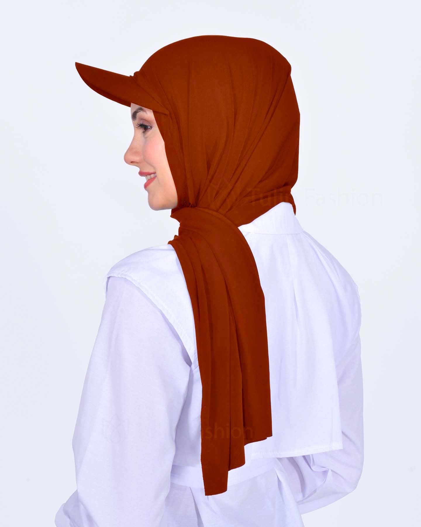 Hijab - Lycra Instant With Cap - Firebrick