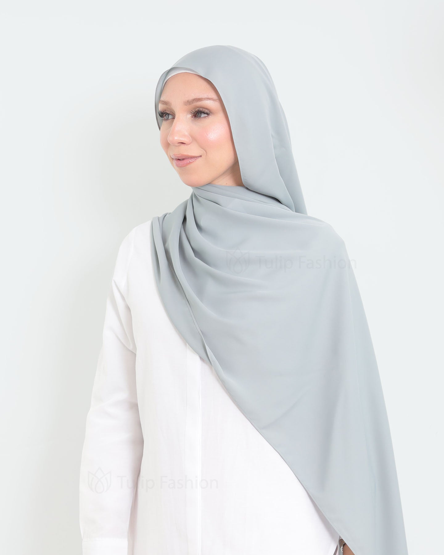 Hijab - Medina Luxury Chiffon - Light Gray