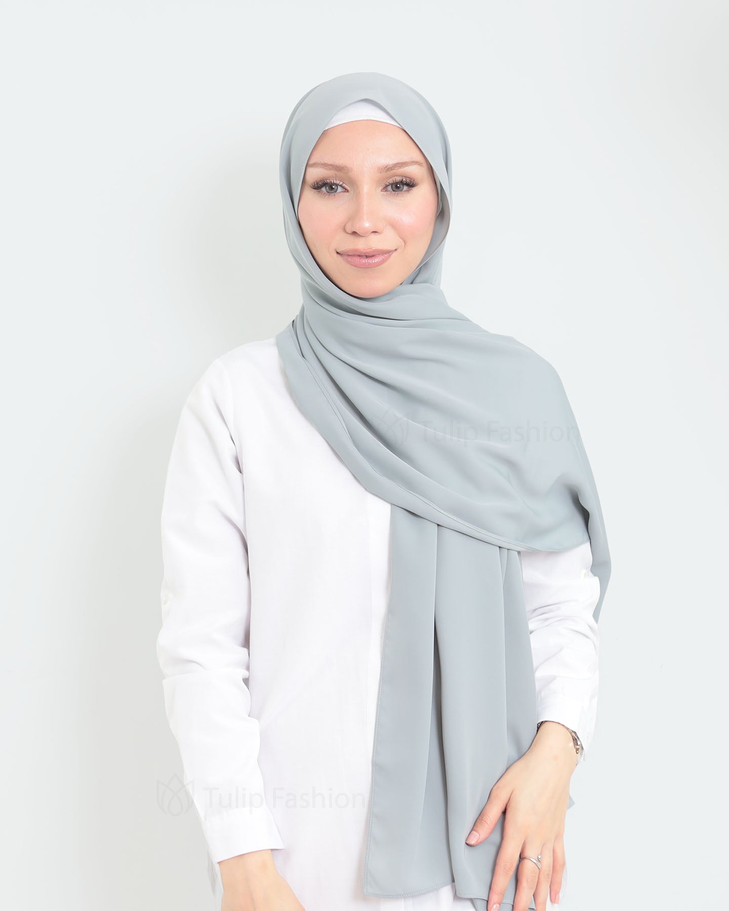 Hijab - Medina Luxury Chiffon - Light Gray