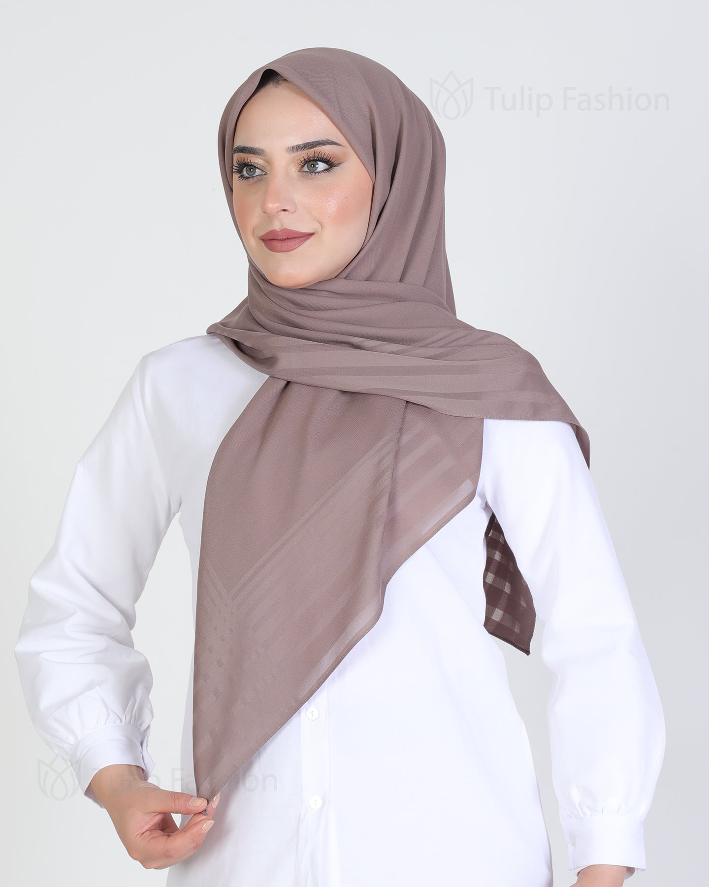 Hijab - chiffon stripes 120 cm - Cacao Brown