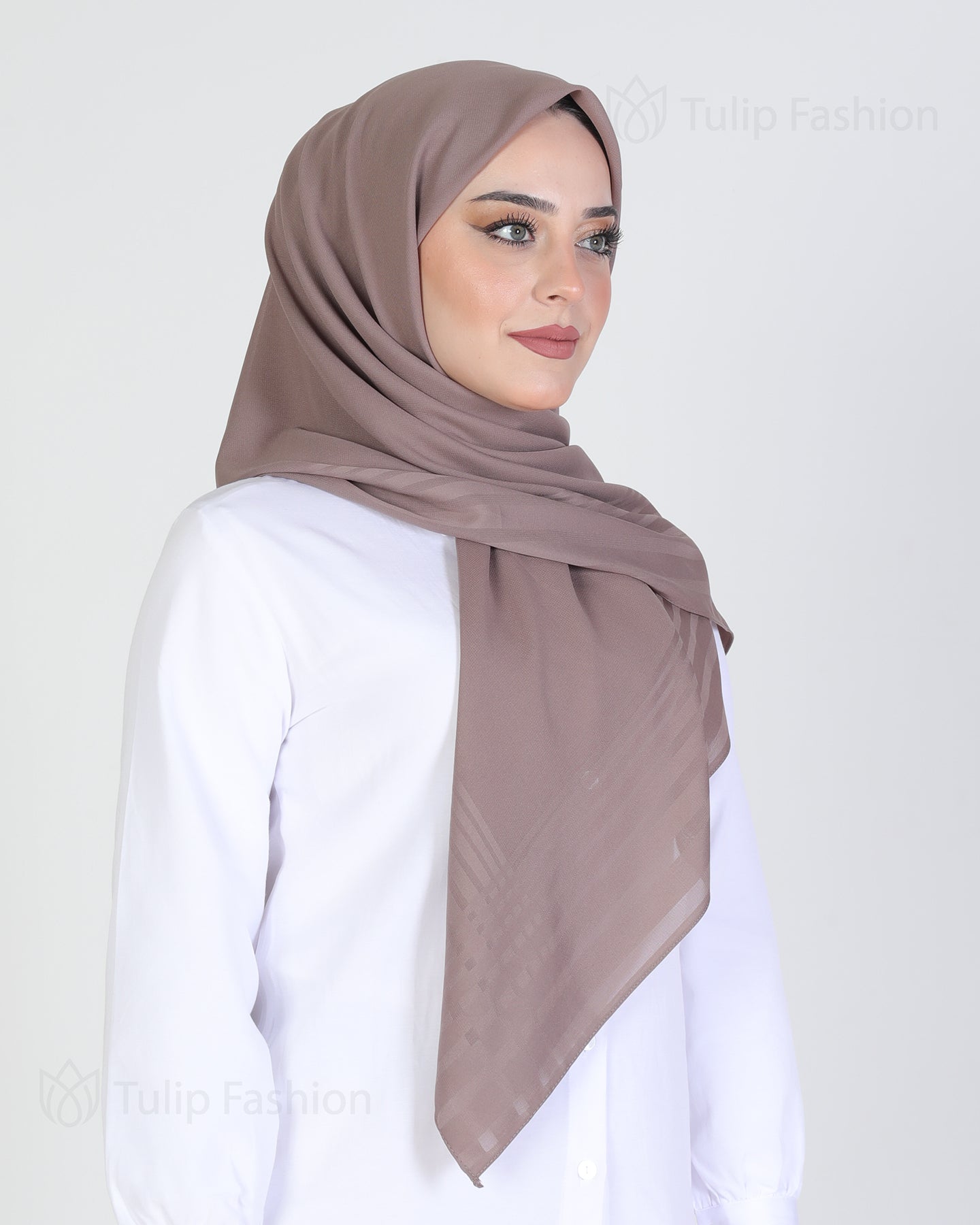 Hijab - chiffon stripes 120 cm - Cacao Brown