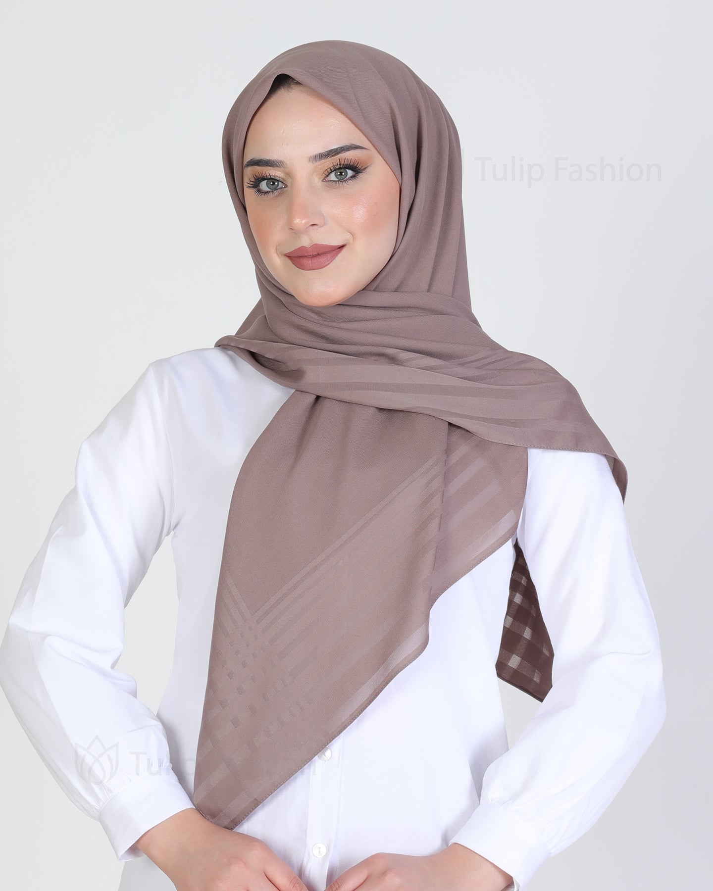 Hijab - chiffon stripes 120 cm - Cacao Brown
