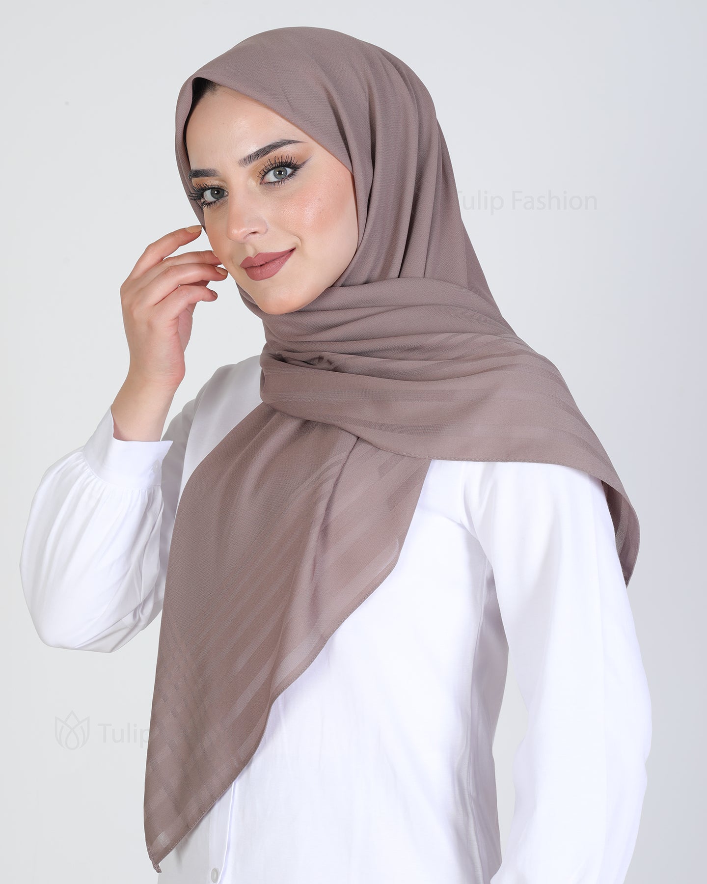 Hijab - chiffon stripes 120 cm - Cacao Brown