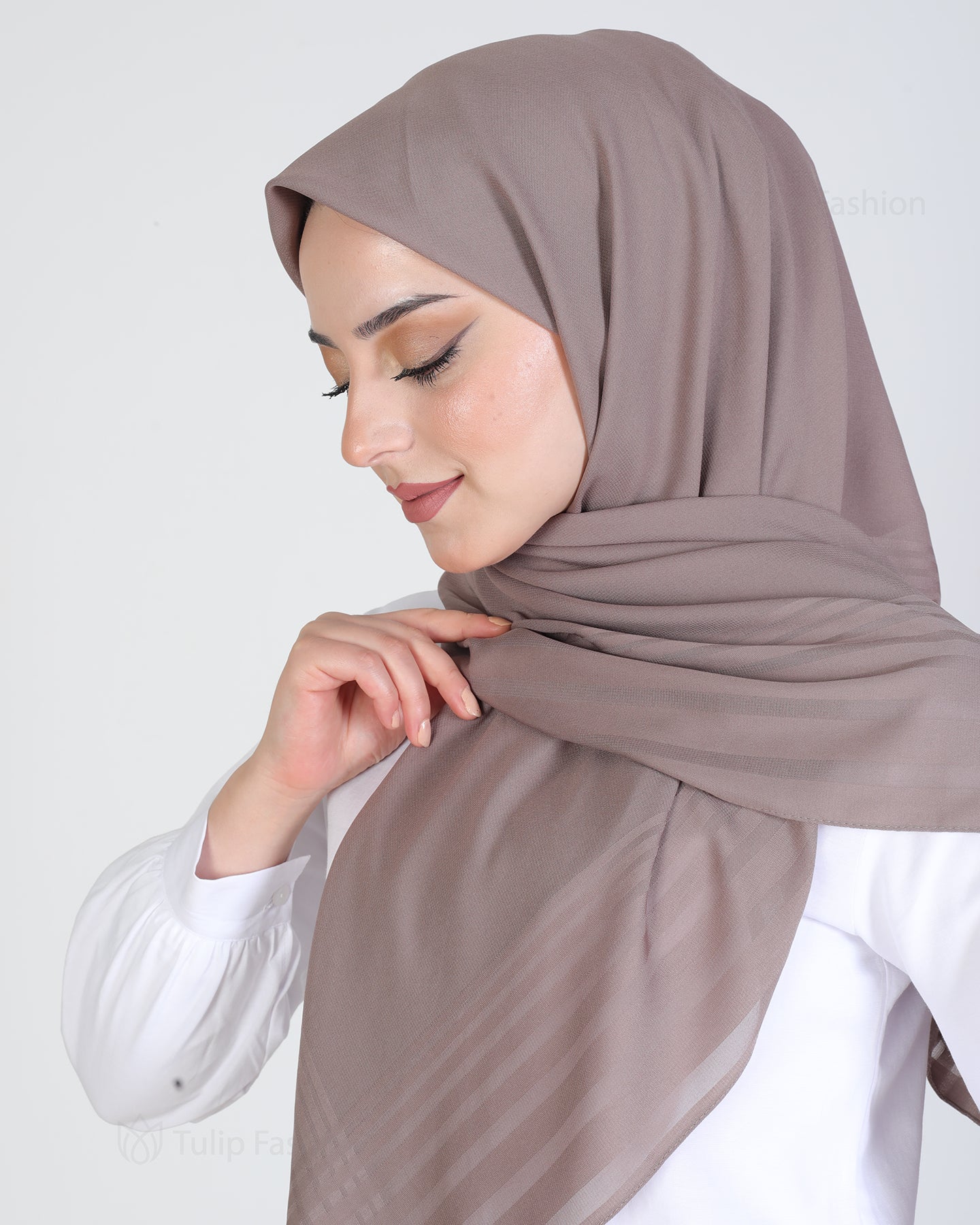 Hijab - chiffon stripes 120 cm - Cacao Brown