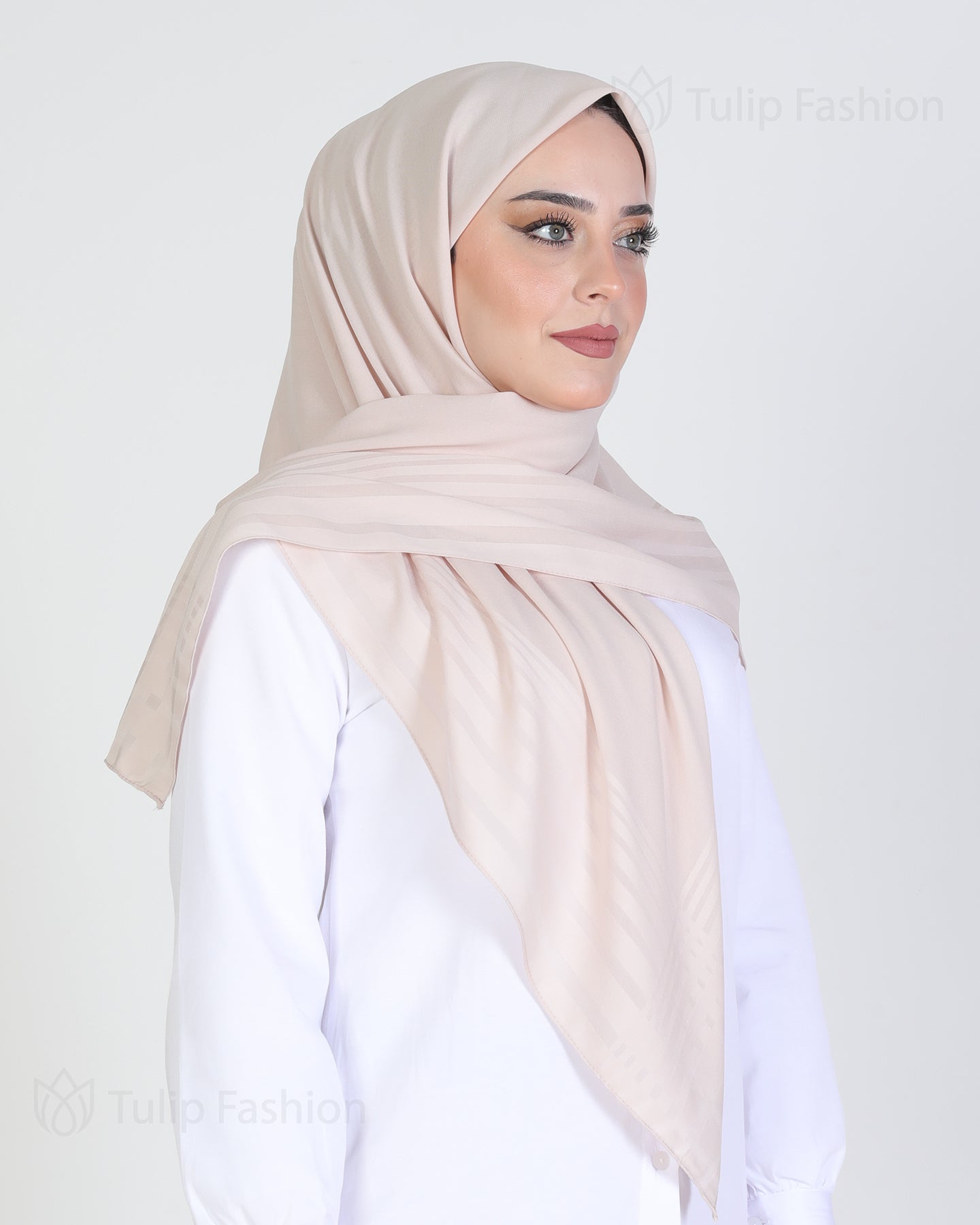 Hijab - chiffon stripes 120 cm - Beige