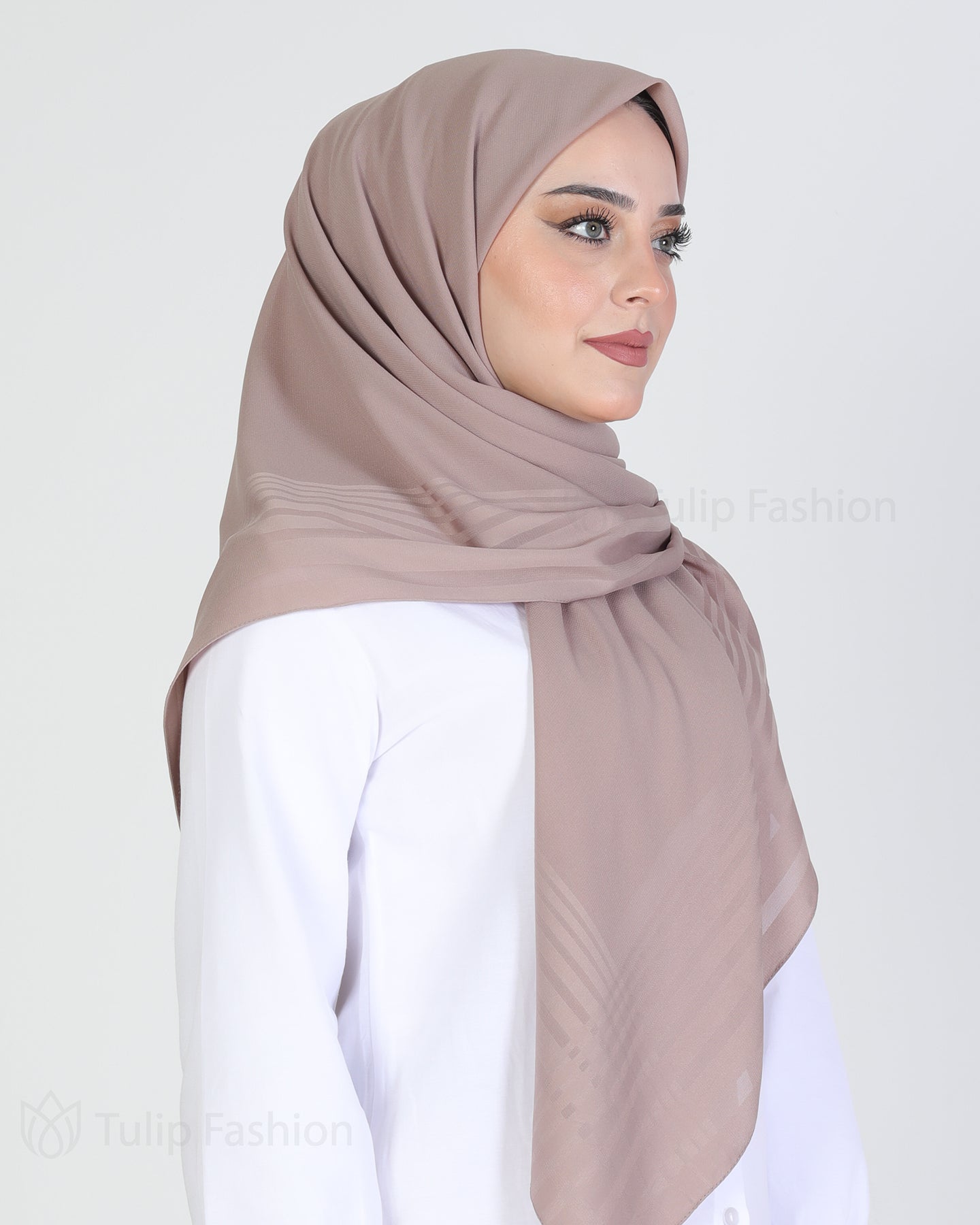 Hijab - chiffon stripes 120 cm - Brown