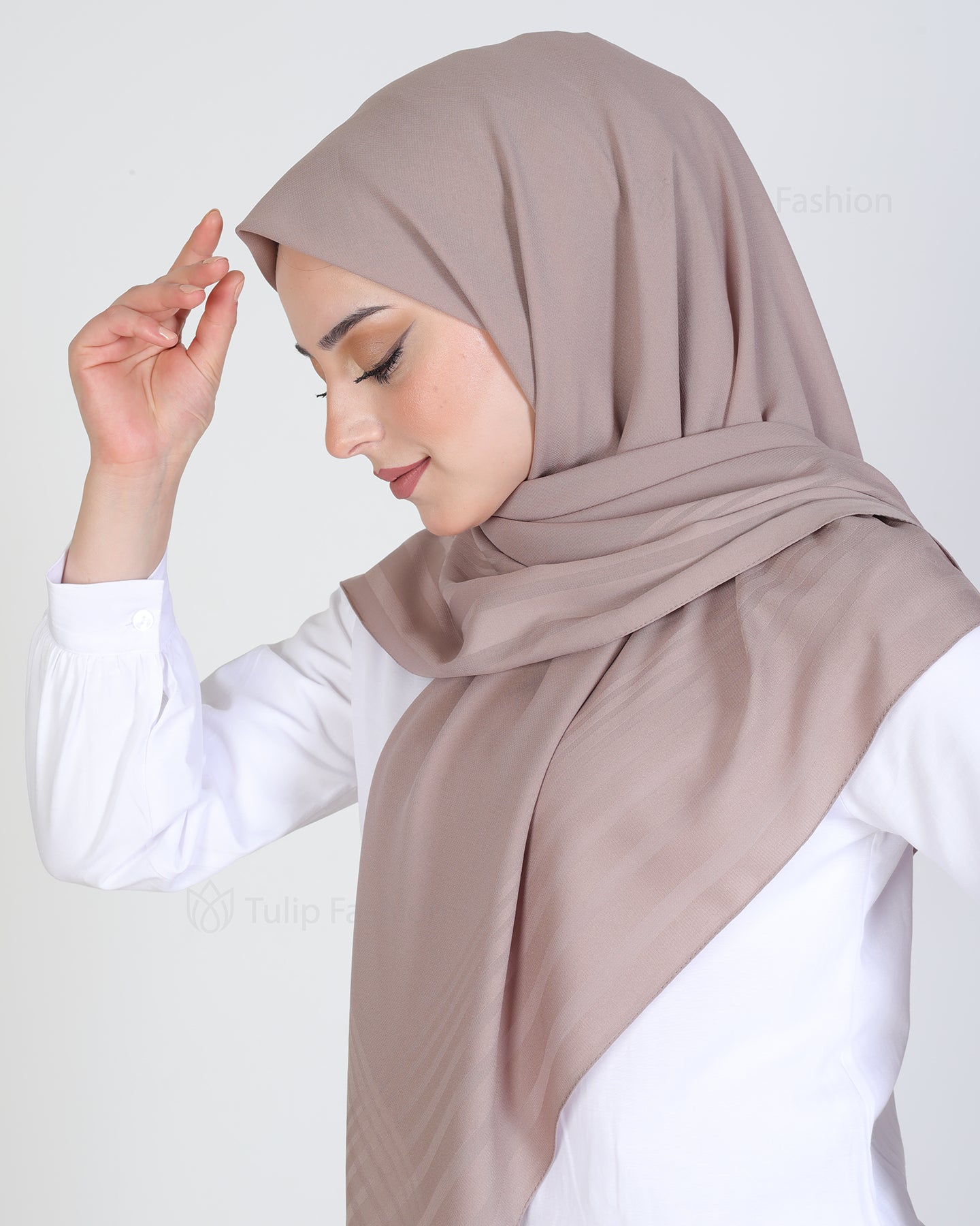 Hijab - chiffon stripes 120 cm - Brown