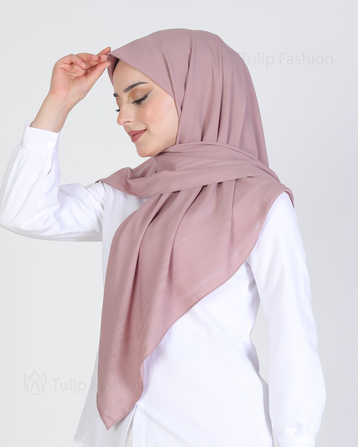 Hijab - chiffon stripes 120 cm - Mauve