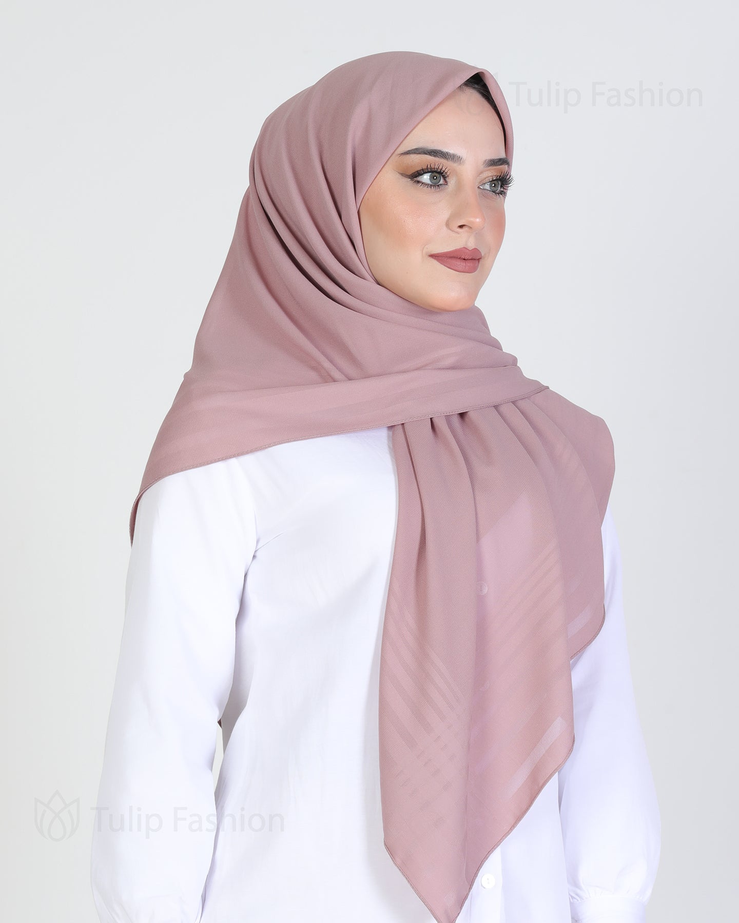 Hijab - chiffon stripes 120 cm - Mauve