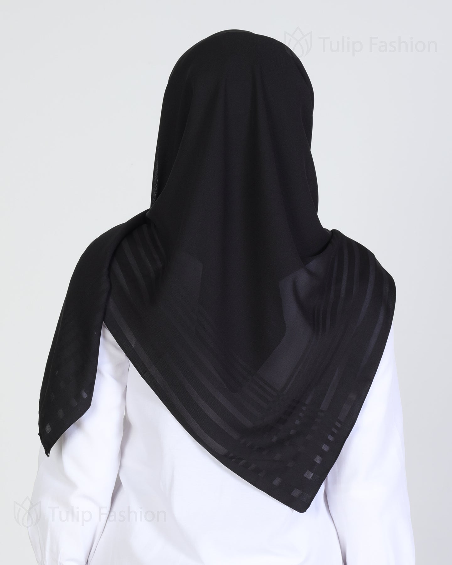 Hijab - chiffon stripes 120 cm - Black