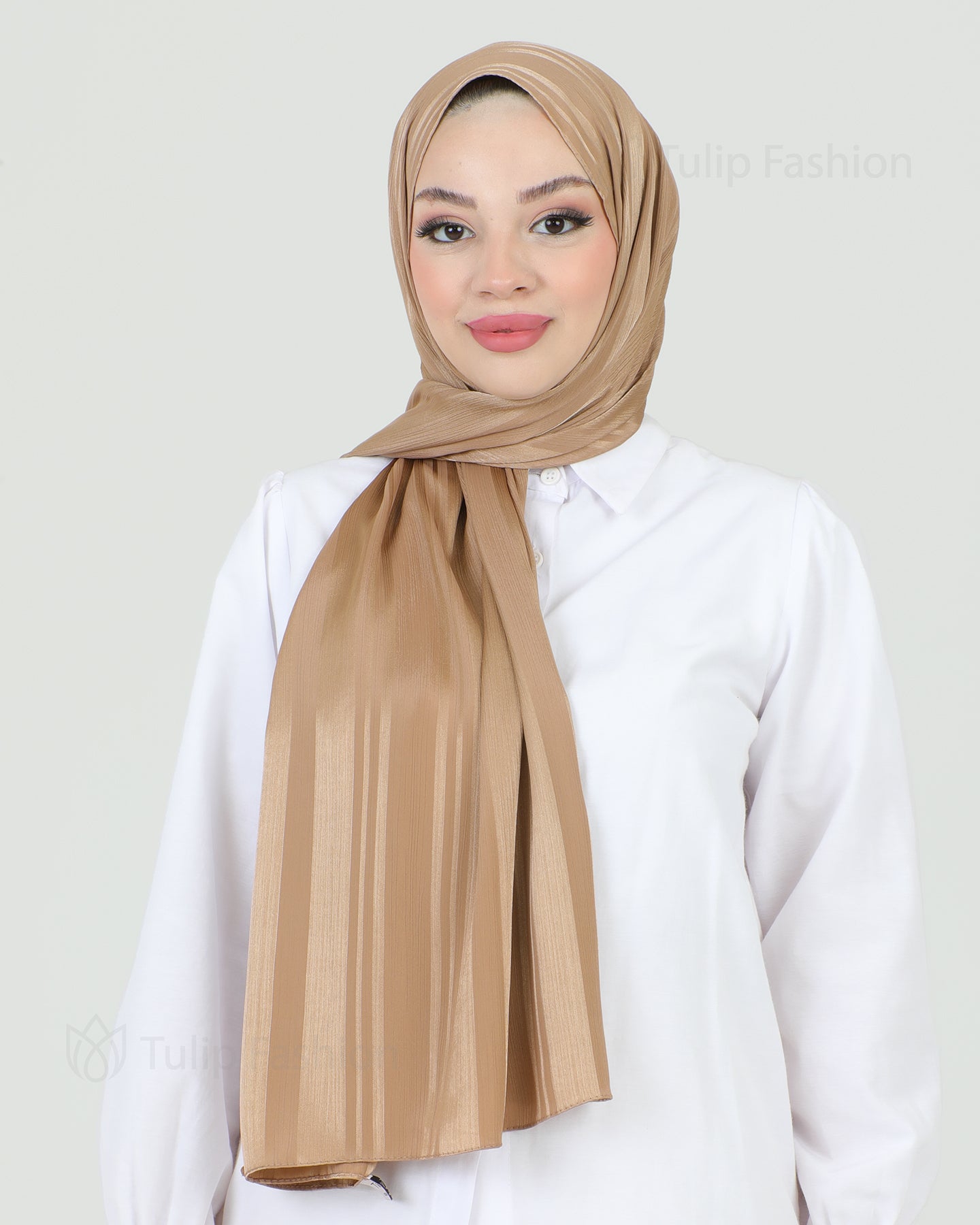 Hijab - Satin Stripes - Brown