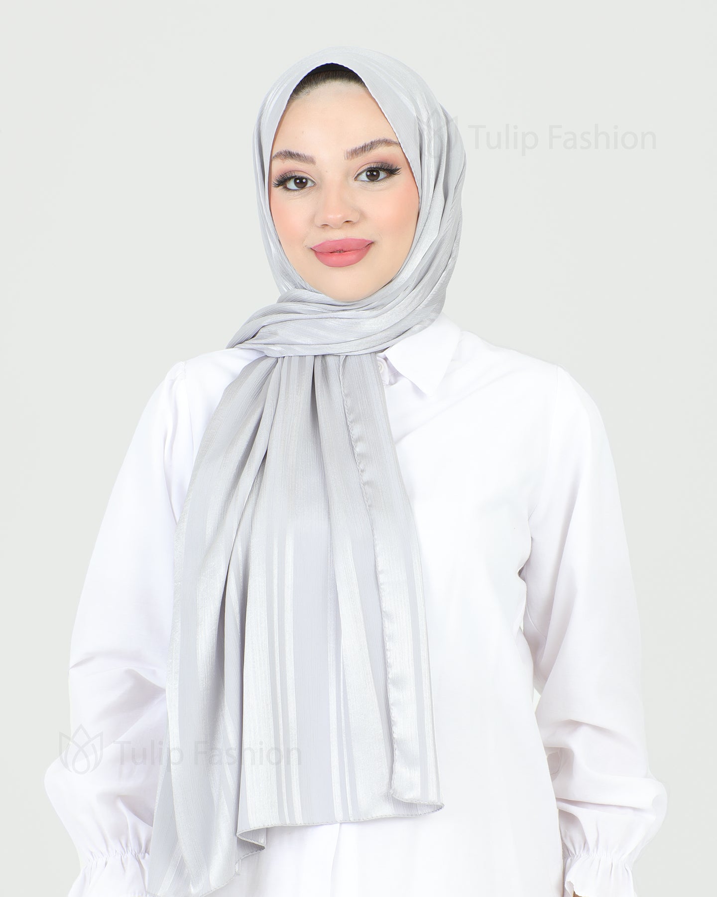 Hijab - Satin Stripes - Gray