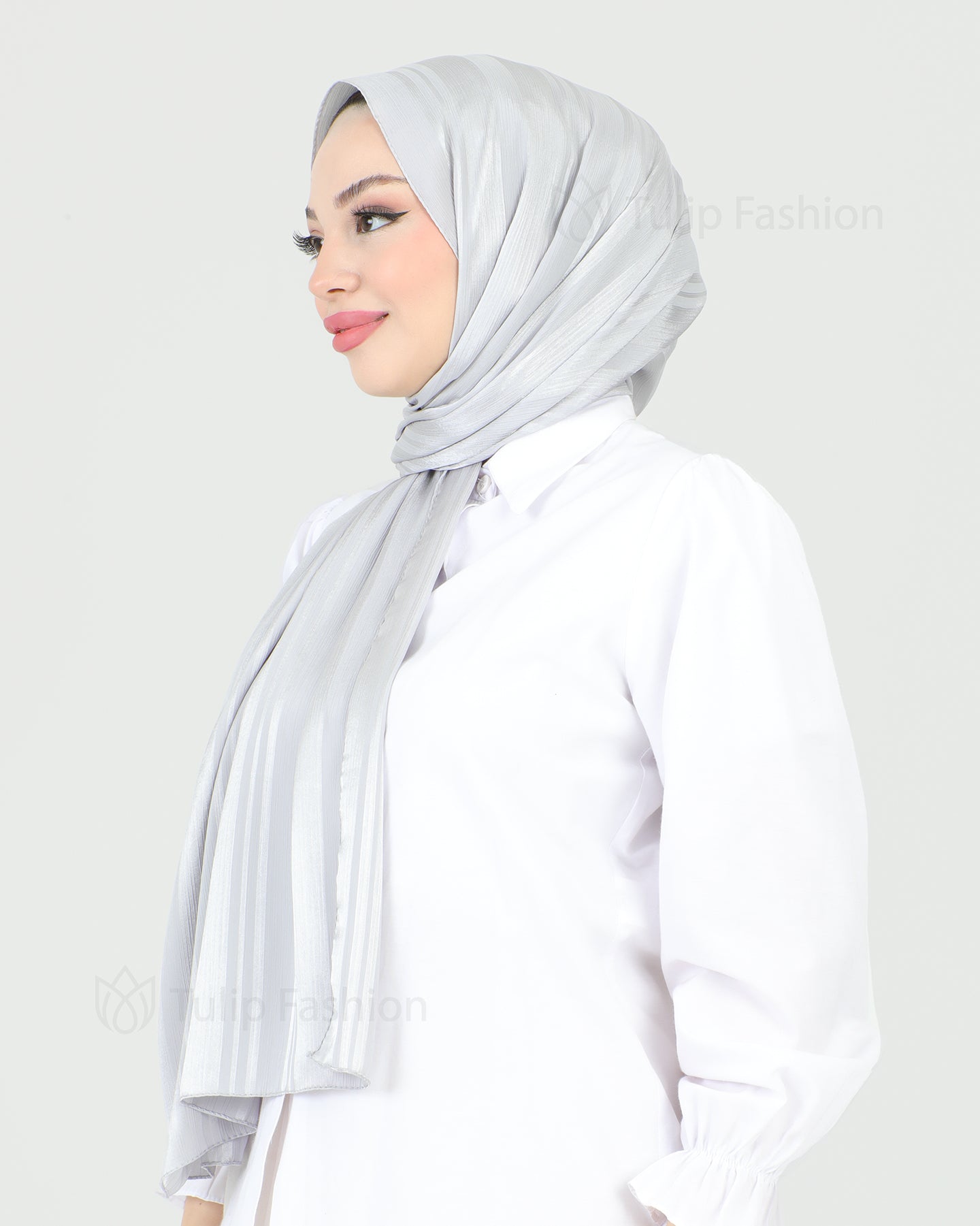 Hijab - Satin Stripes - Gray
