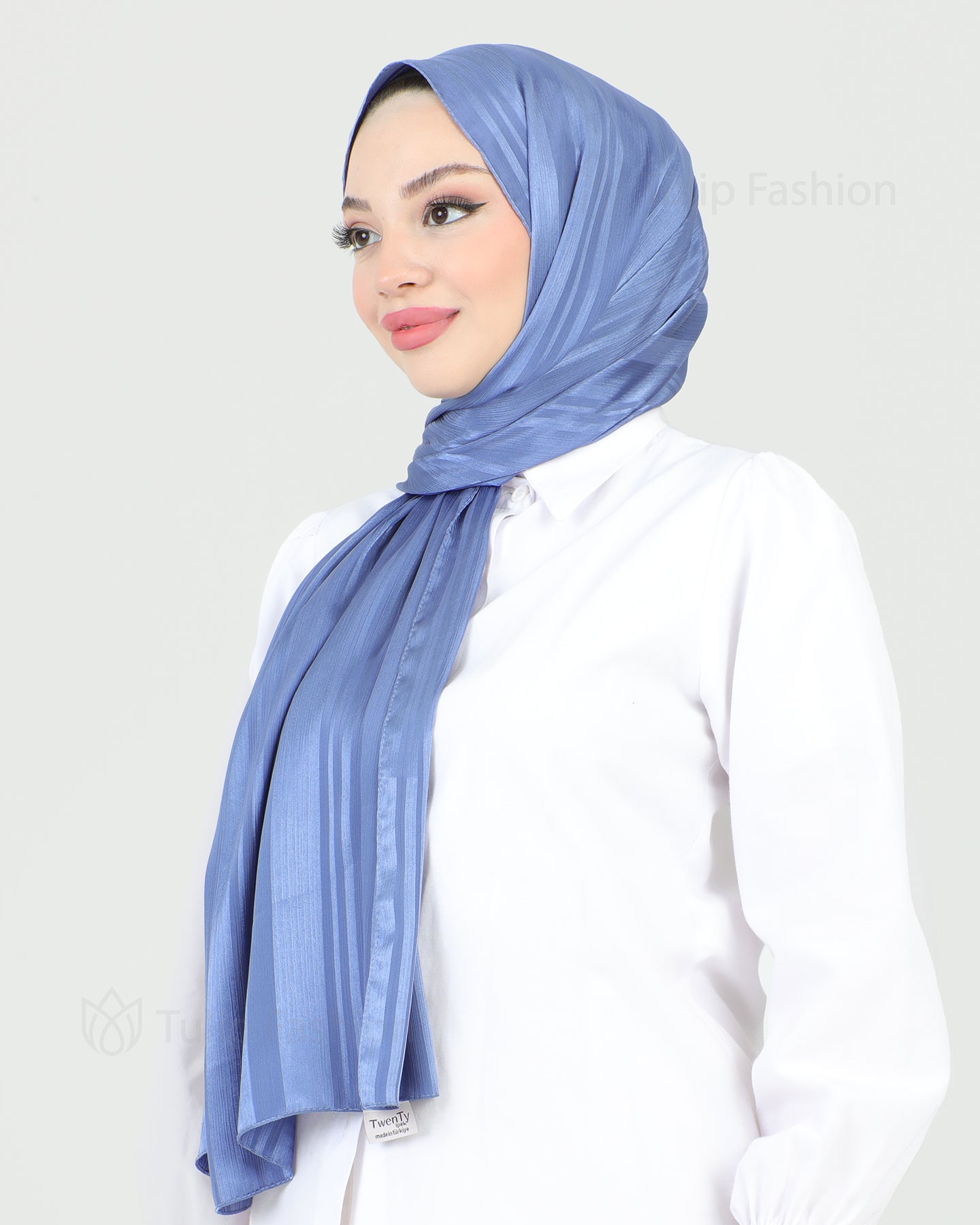 Hijab - Satin Stripes - Royal Blue