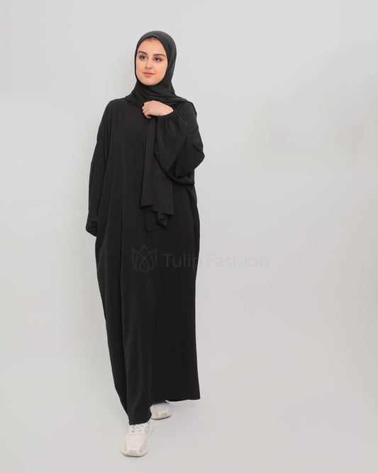 Abaya with attached Hijab - Black