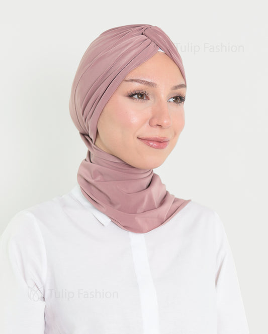 Turban with Shawl - Sundus - Pink
