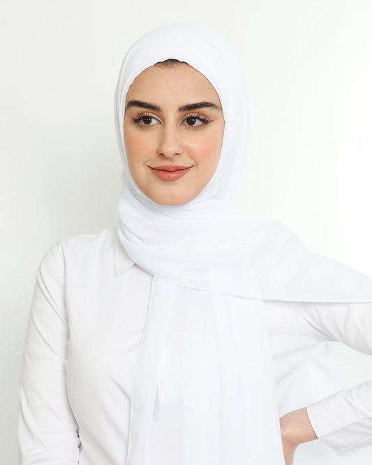 Hijab - Instant Chiffon With Cap - White