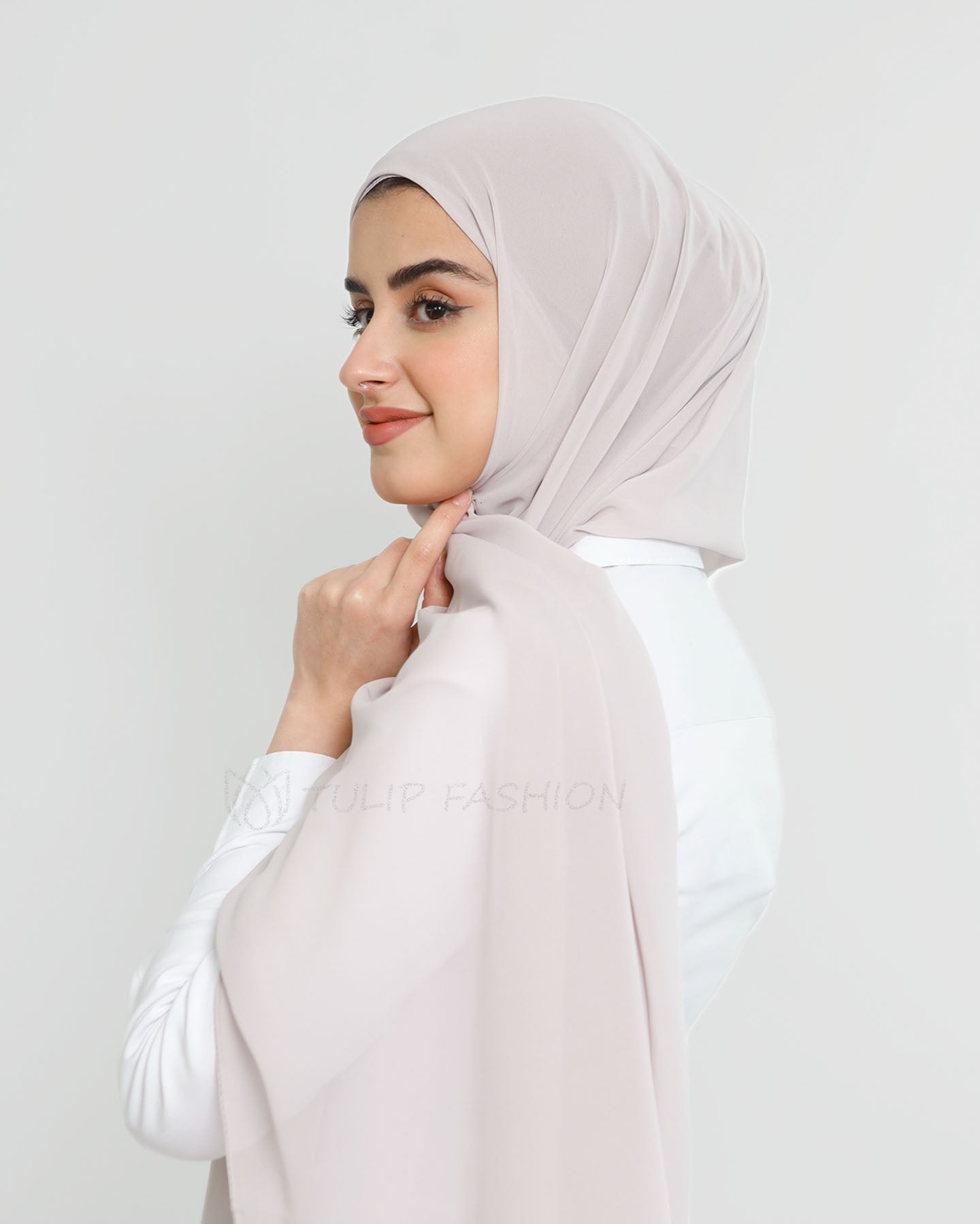 Hijab - Instant Chiffon With Cap - Pearl White