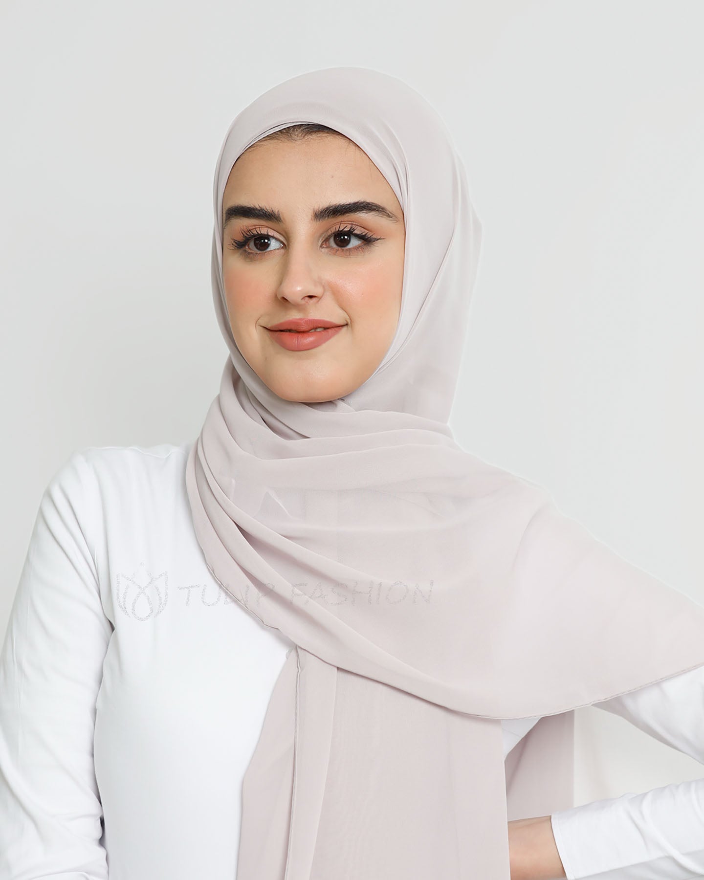 Hijab - Instant Chiffon With Cap - Pearl White