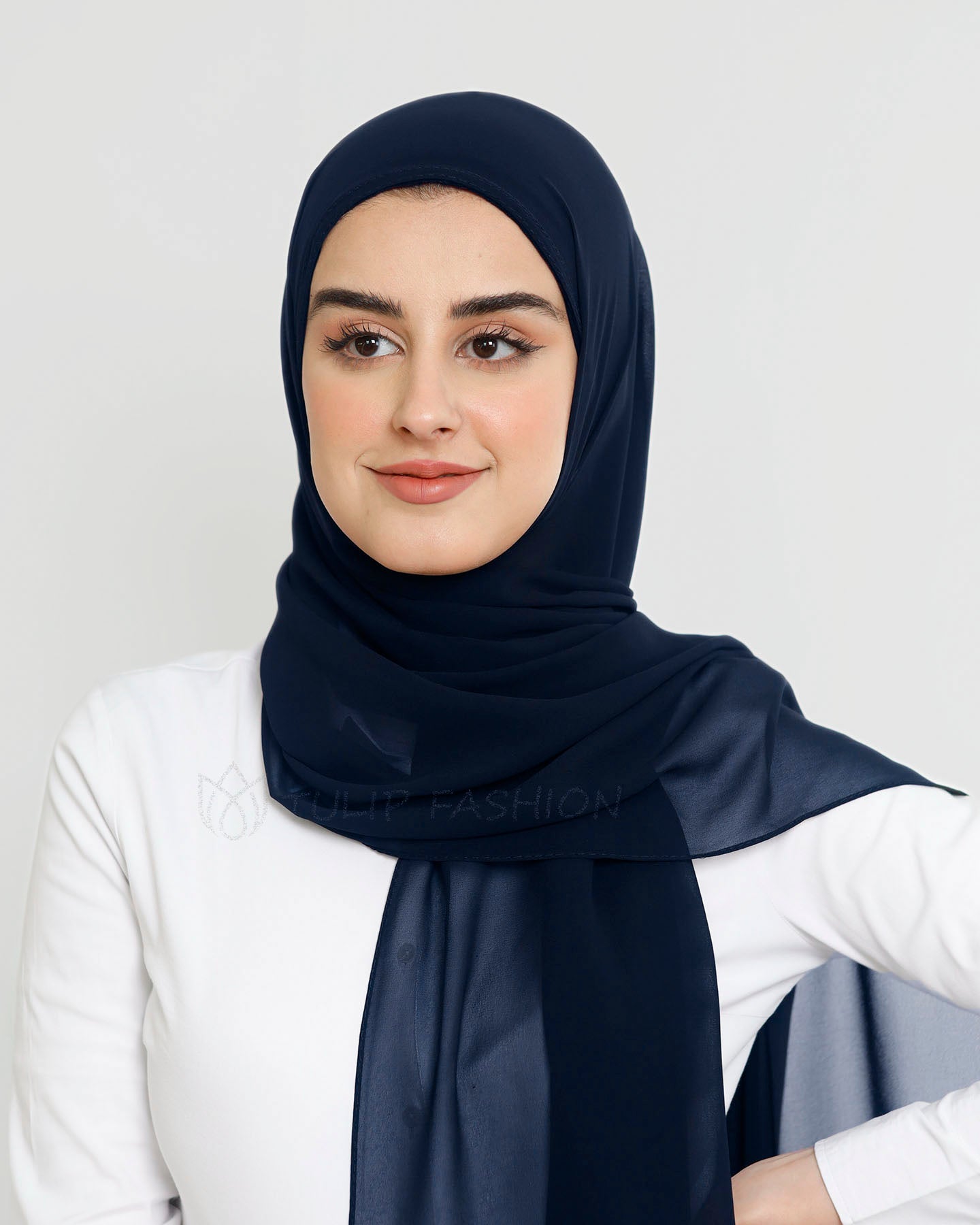 Hijab - Instant Chiffon With Cap - Midnight Blue